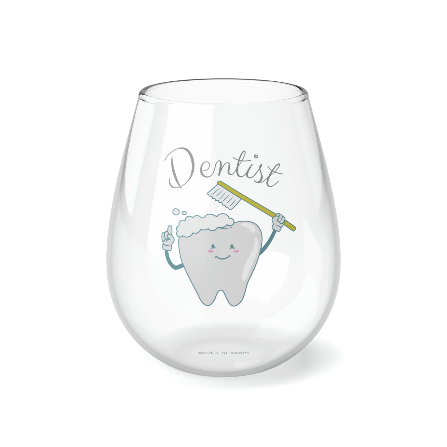 Dentist Wine Glass, Tooth & Toothbrush Dentist Stemless Wine Glass, Gift For Dentist, Dentist Gifts, Dentist Glass, Thank You Dentist Gift