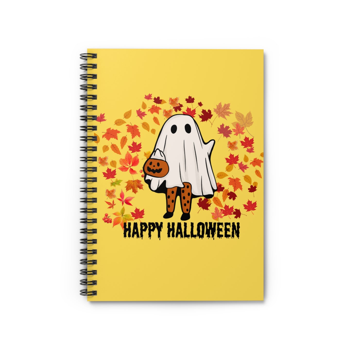 Lady Ghost NoteBook, Cute Spooky Season Notebook, Ghost Journal, Happy Halloween Notebook, Fall Leaves Notebook, Autumnal Notebook Gift