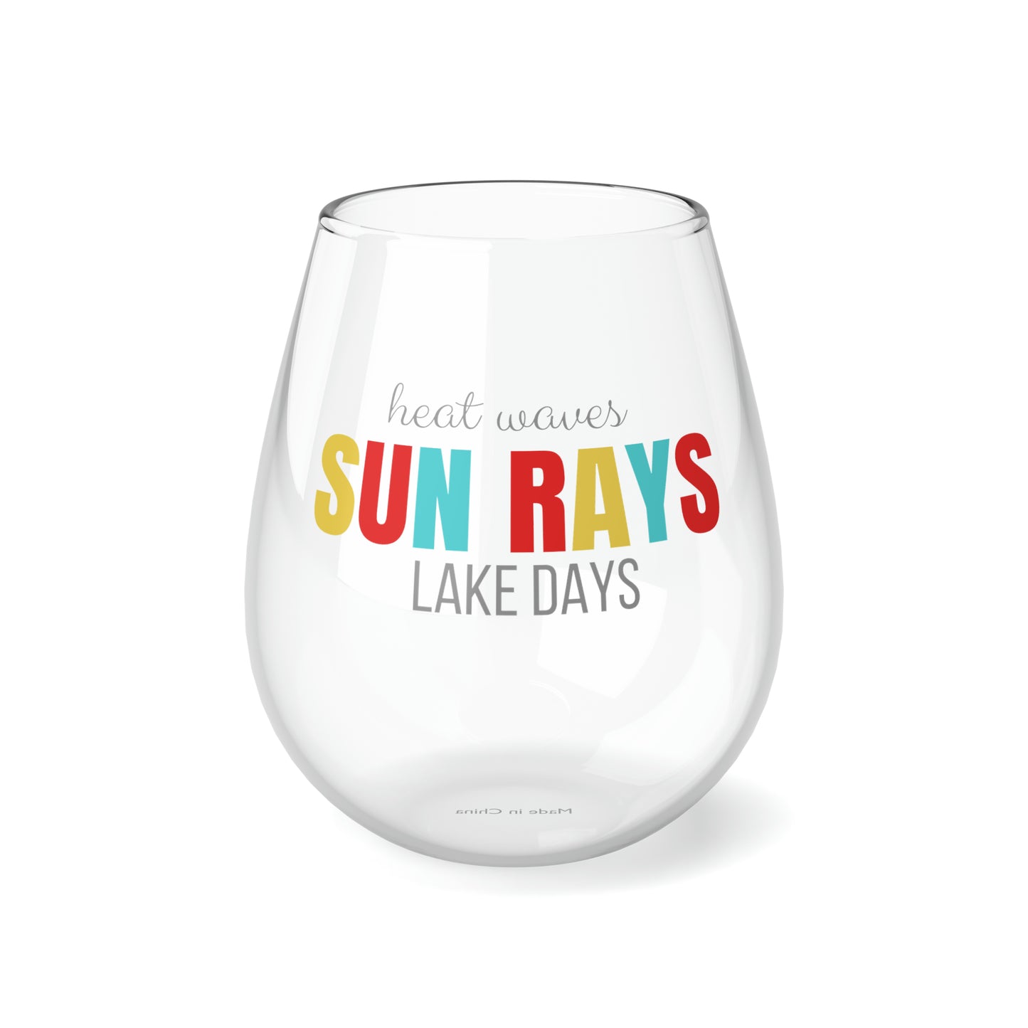 Lake Wine Glass, Heat Waves Sun Rays Lake Days Wine Glass, Lake House Stemless Wine Glass, Lake Vacation Gifts, Lake Vacation Wine Glass