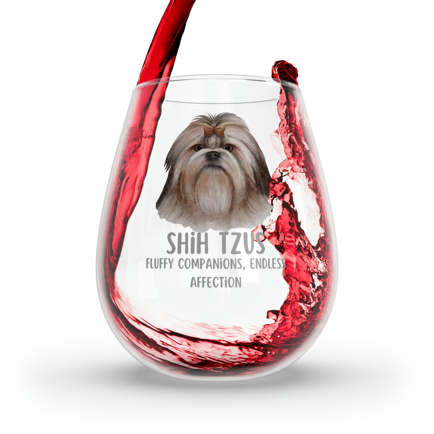 Shih Tzu Wine Glass, Shih Tzu Gifts, Shih Tzu Dog Wine Glass 11.75oz, Cute Shih Tzu Stemless Wine Glass, Gift for Shih Tzu Teacup Dog Owner