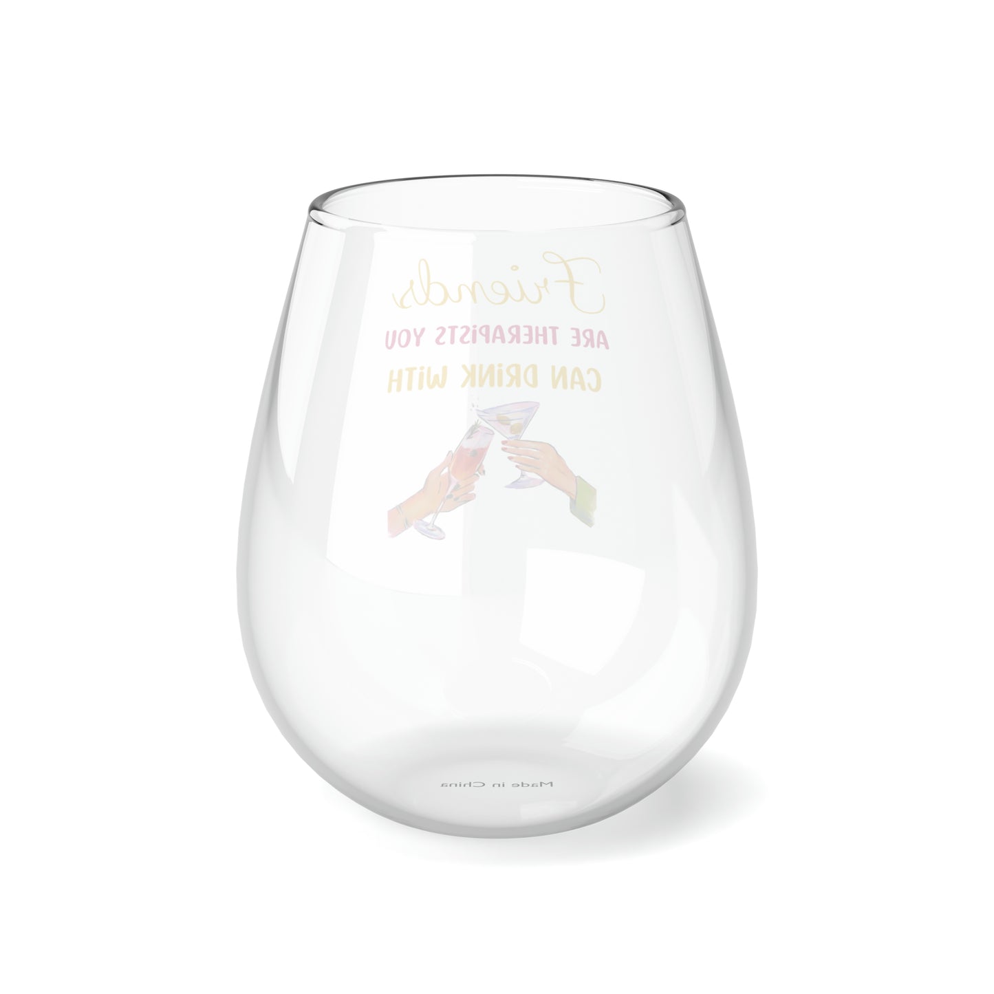 Best Friend Gift, Best Friend Wine Glass, Friends Are Therapists You Can Drink With Stemless Wine Glass, BFF Friend Birthday Gift Wine Glass