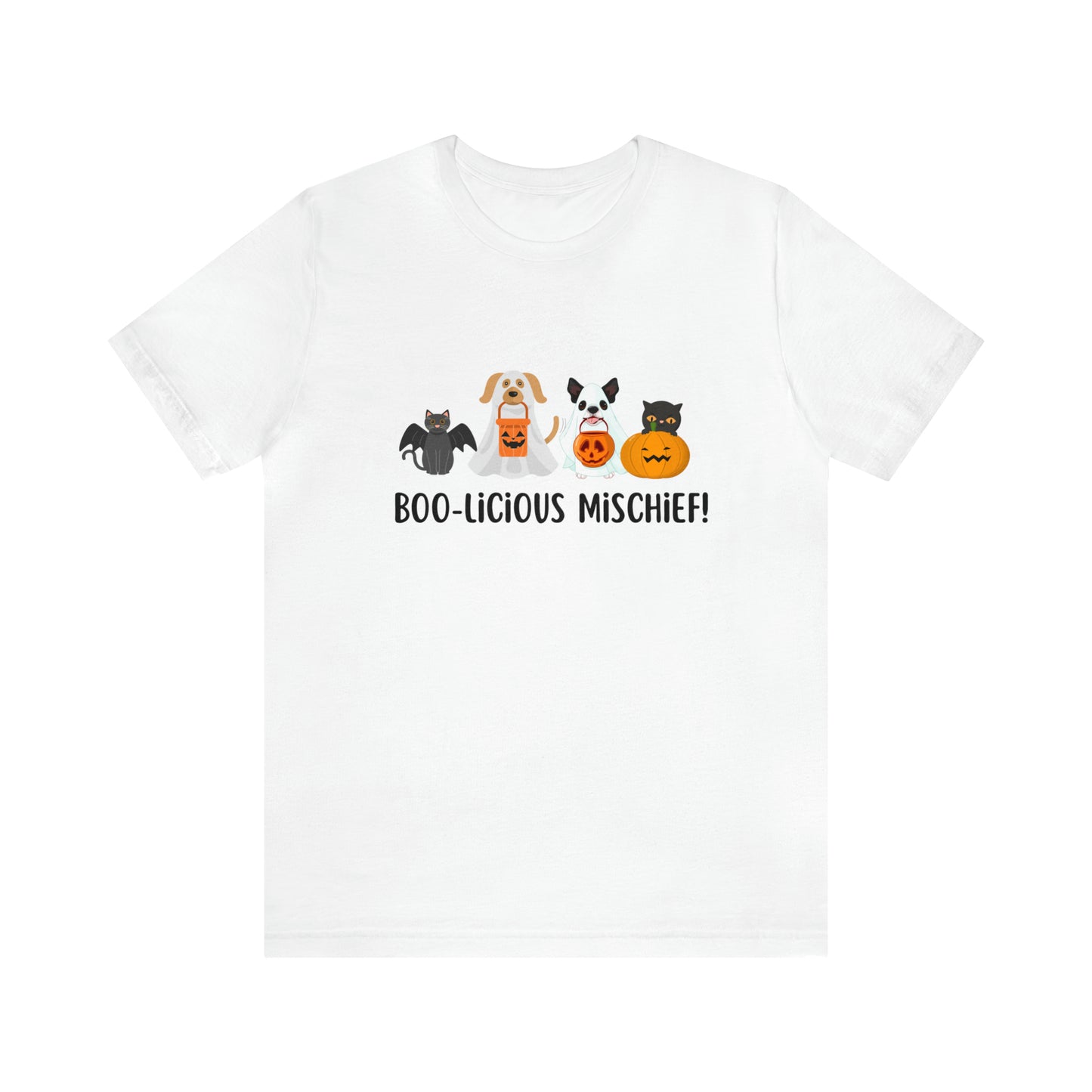 Boo-Licious Mischief Halloween Shirt, Cats & Dogs in Halloween Costumes Shirt, Cute Halloween T-Shirt, Halloween Dog T-Shirt, Boo Cat Shirt