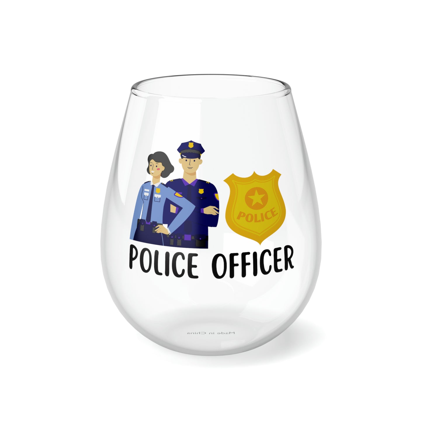 Police Officer Wine Glass, Police Officer Gifts, Unisex Police Officer Stemless Wine Glass, Policeman Wine Glass, Gift For Police Woman Xmas