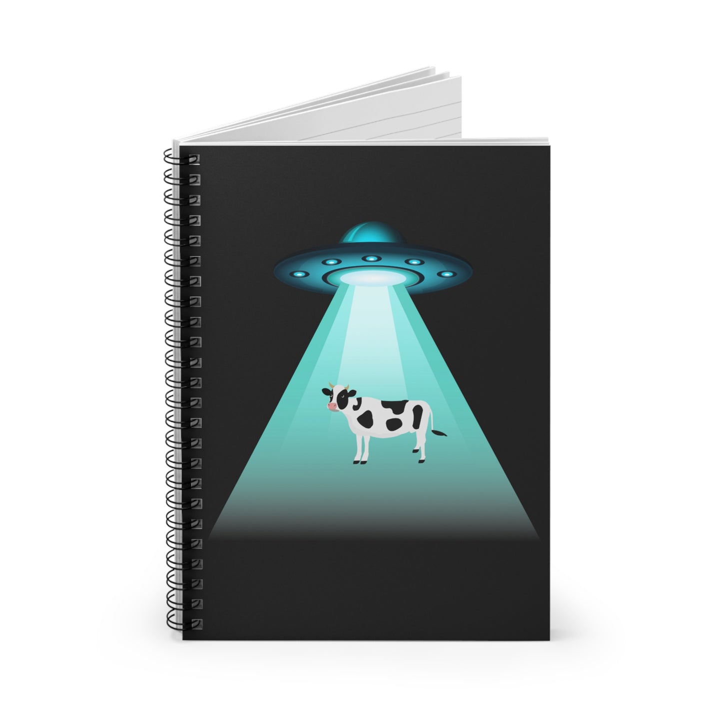 Funny Aliens Notebook, UFO Notebook, Flying saucer Notebook, Alien Spaceship Beaming Up a Cow Stationery, Funny Aliens Journal, UFO Gifts