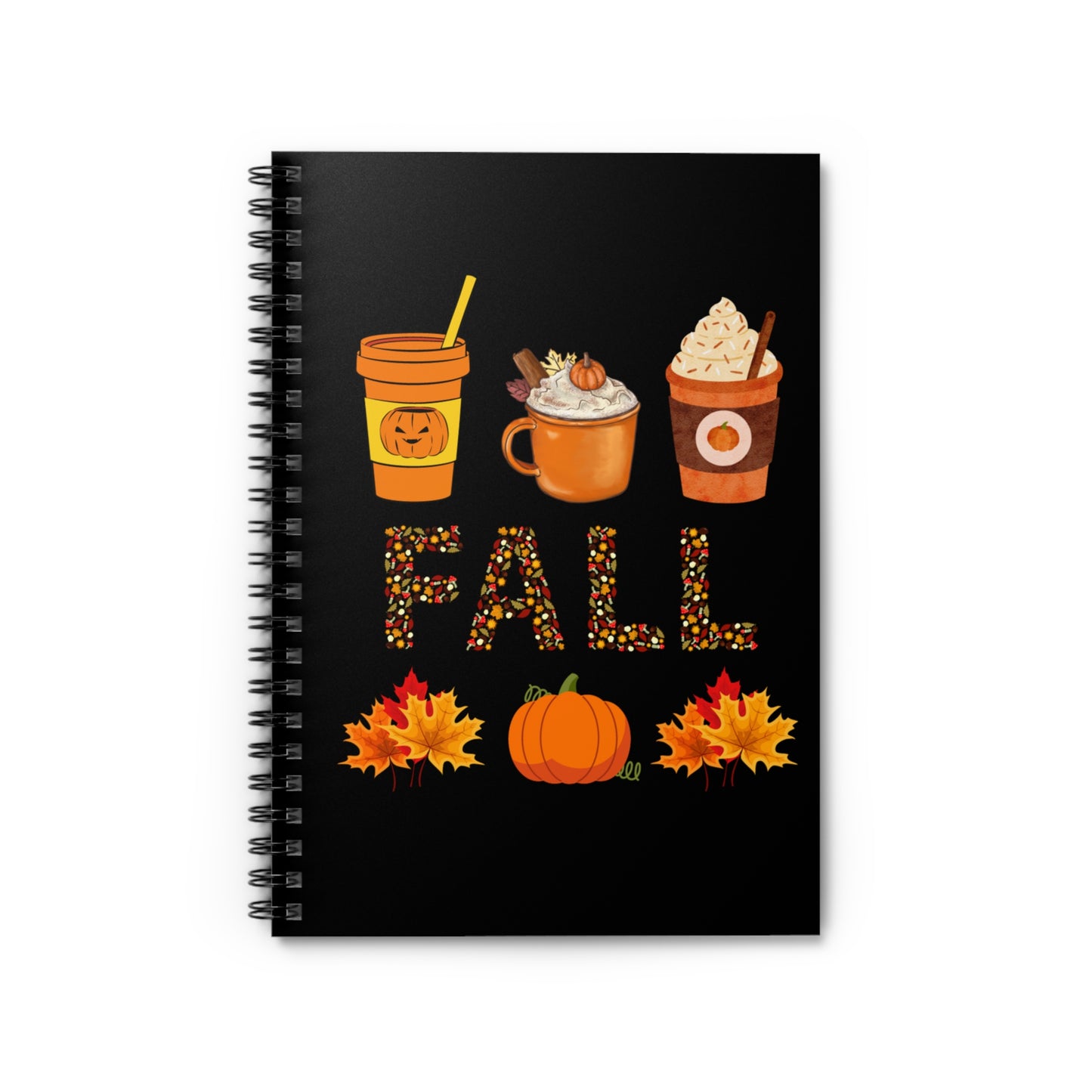 Fall Notebook, Autumn Notebook Gift, Autumnal Notebook, Pumpkin Spice Fall Drinks Autumn Journal, Fall Planner, Gift For Her, Fall Leaves