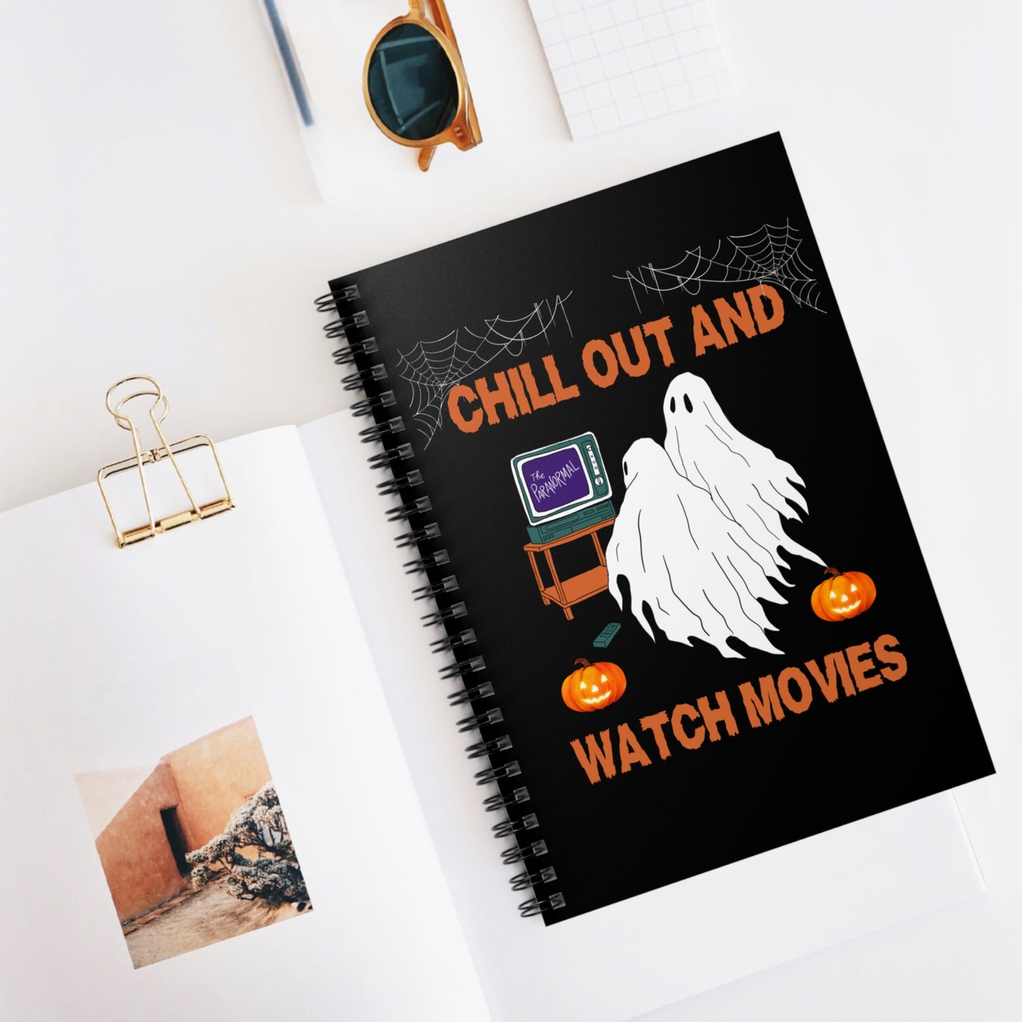 Chill Out and Watch Movies Notebook, Funny Ghosts Notebook, Goth Halloween Gifts, Horror Movies Fans Gifts, Spooky Horror Movies Journal