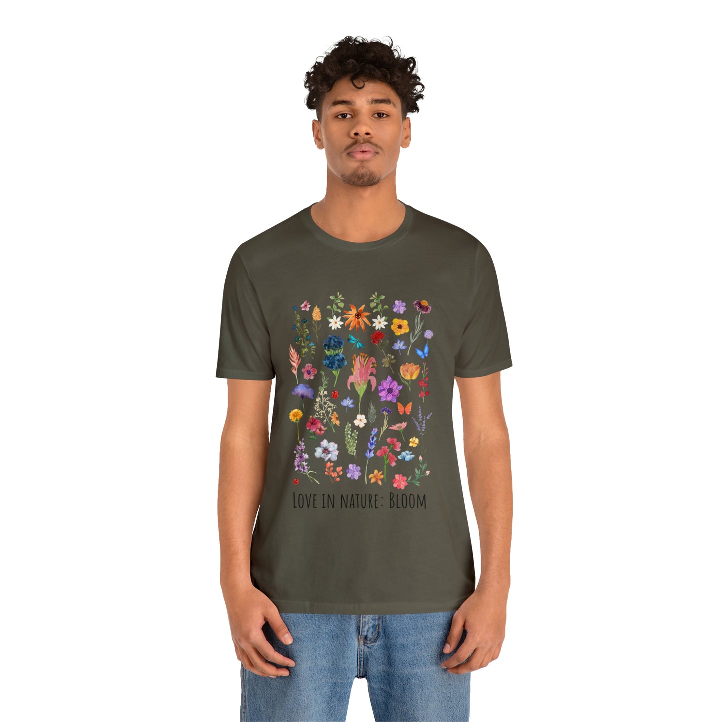 Wildflowers T-shirt, Love in Nature Bloom Tshirt, Retro Design Floral Shirt, Unisex Tee, Hippie Hippies Shirt, Color Options Available