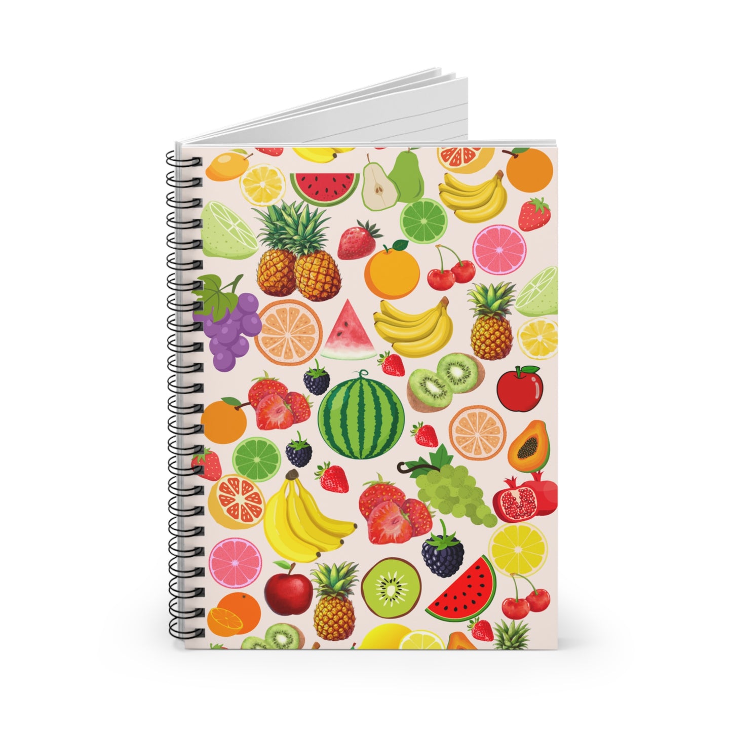 Summer Fruits Notebook Journal, Fruit Collage Notebook, Vegetarian Aesthetic Fruits Lined Notebook, Fruit Journal