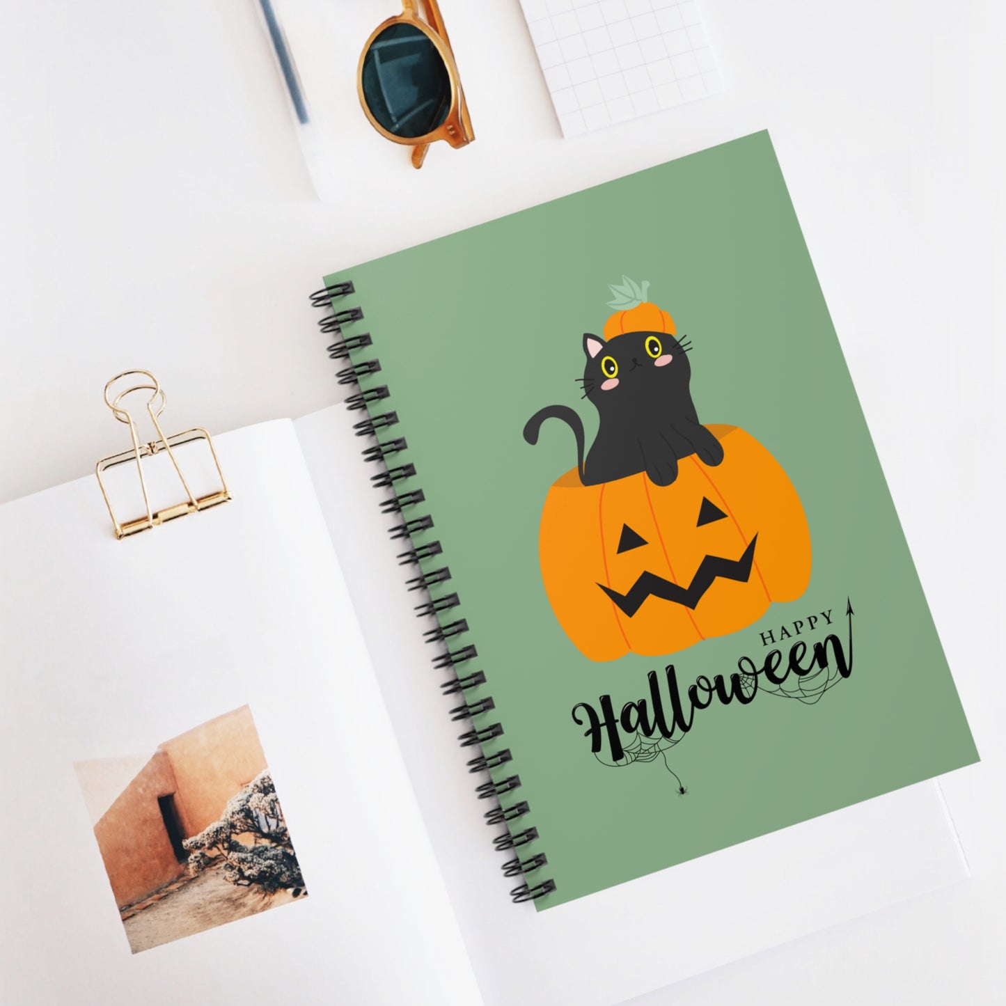 Black Cat in a Pumpkin Notebook, Cat Notebook, Jack O' Lantern Notebook, Halloween Notebook Stationery, Cats Journal, Spooky Cat Mom Gift