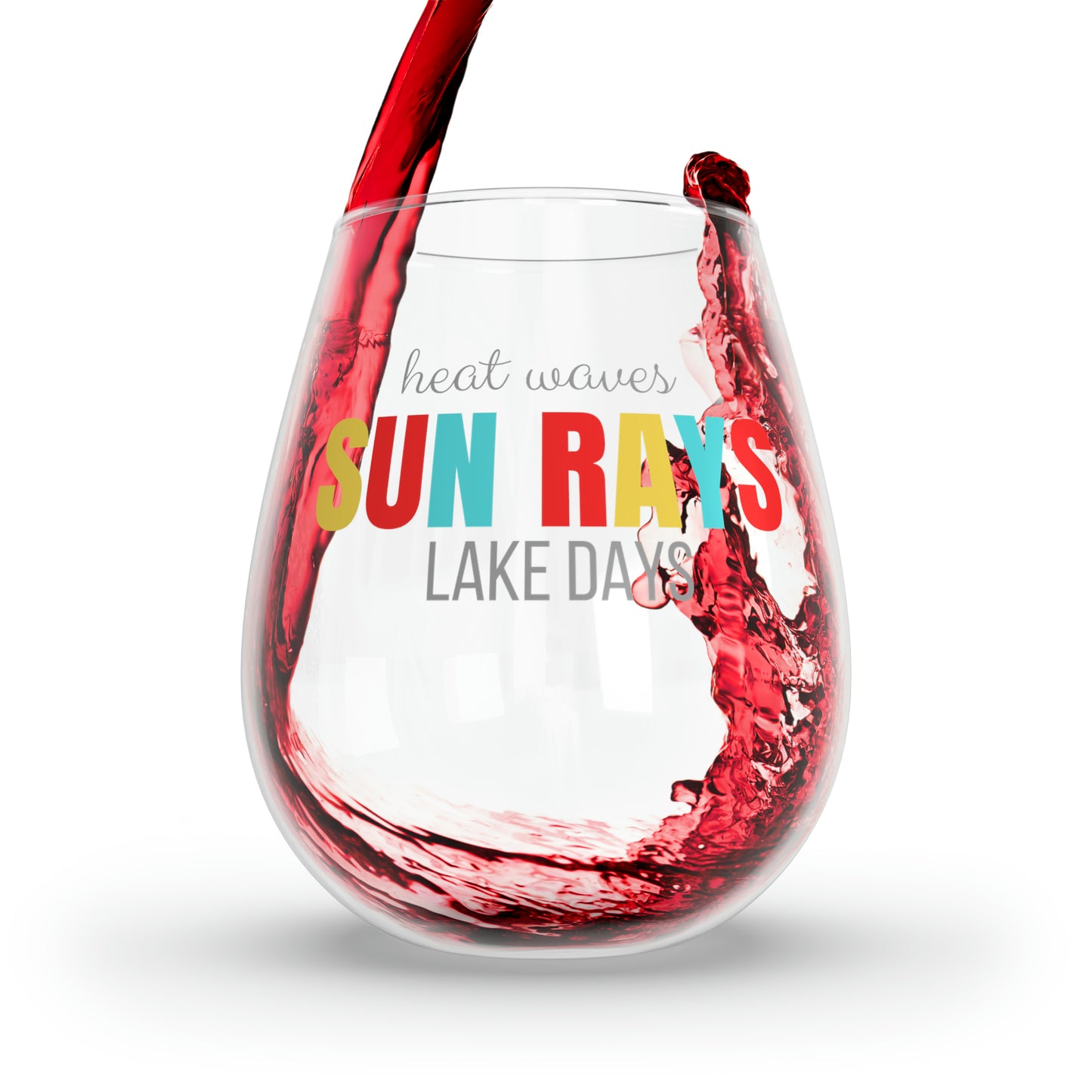 Lake Wine Glass, Heat Waves Sun Rays Lake Days Wine Glass, Lake House Stemless Wine Glass, Lake Vacation Gifts, Lake Vacation Wine Glass