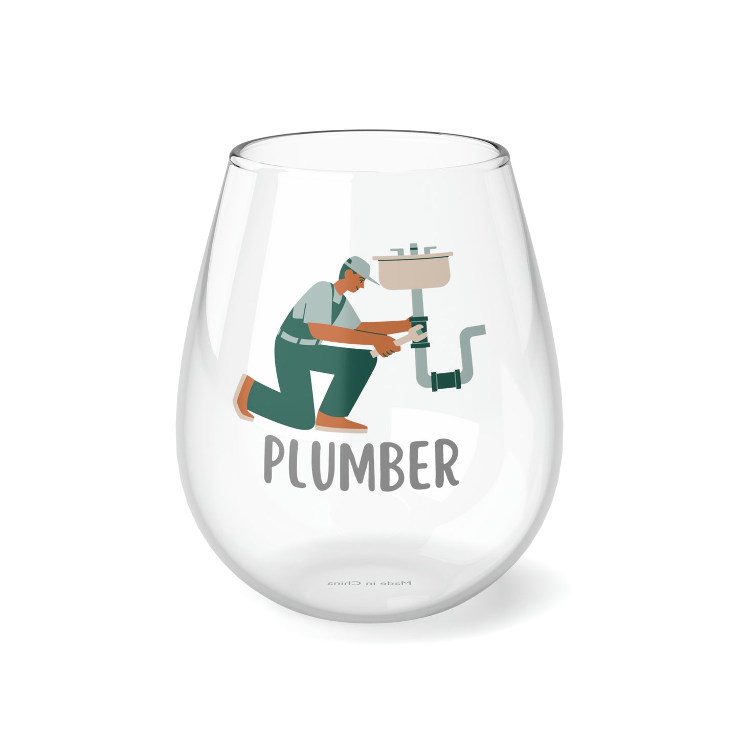 Plumber Drinking Glass, Plumber Gifts, Plumber Wine Glass, Plumber Stemless Wine Glass Gift, Thank You Gift Plumber Retirement Gift