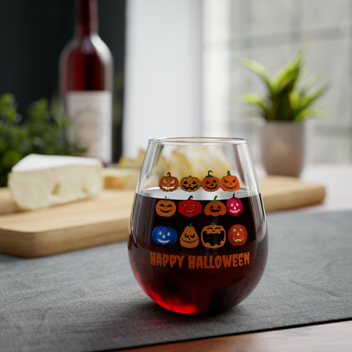 Jack O' Lantern Wine Glass, Pumpkin Wine Glass, Halloween Wine Glass, Spooky Season Pumpkins Stemless Wine Glass, Jack O' Lantern Glass