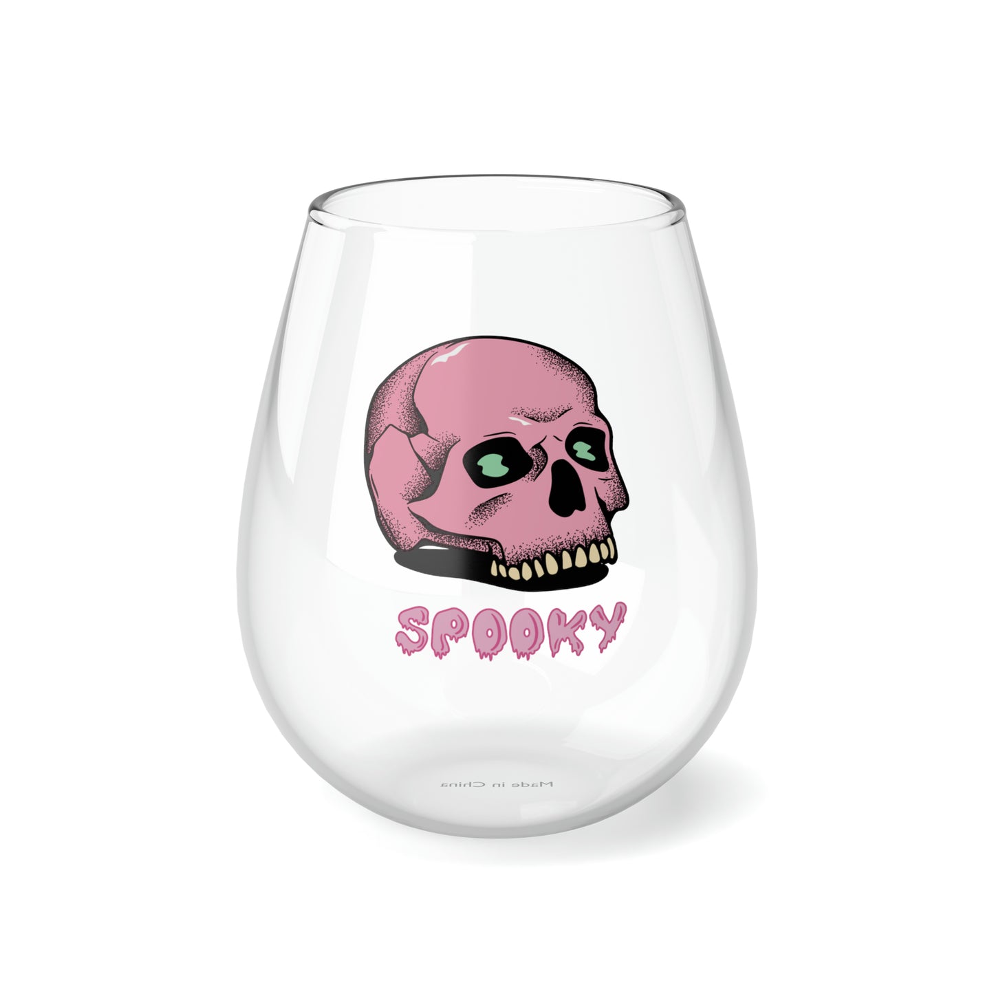 Pink Skull Wine Glass, Spooky Wine Glass, Halloween Wine Glass, Skeleton Skull Stemless Wine Glass, Halloween Gifts, Gothic Girl Goth Gifts