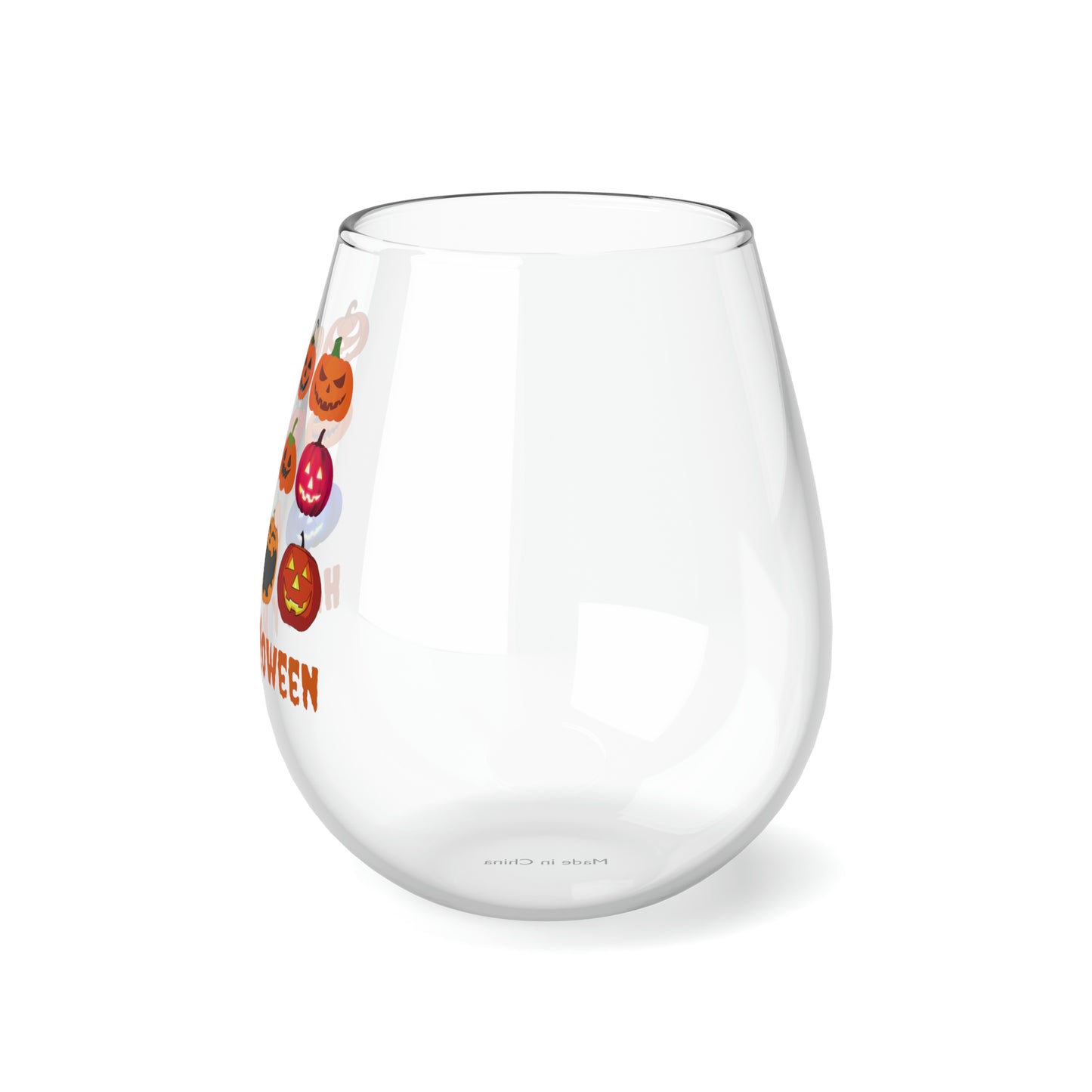 Jack O' Lantern Wine Glass, Pumpkin Wine Glass, Halloween Wine Glass, Spooky Season Pumpkins Stemless Wine Glass, Jack O' Lantern Glass