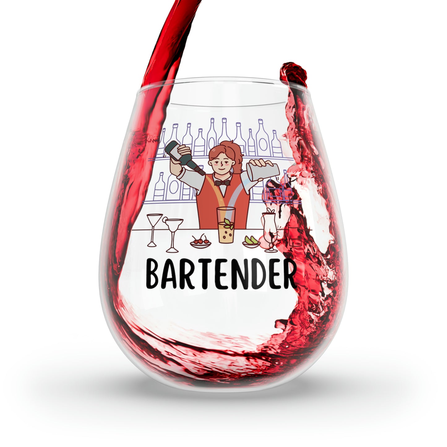 Bartender Wine Glass, Gift For Bartender, Bartender Thank You Gift, Bartender Stemless Wine Glass Gift, Bartender Birthday Gift, Christmas