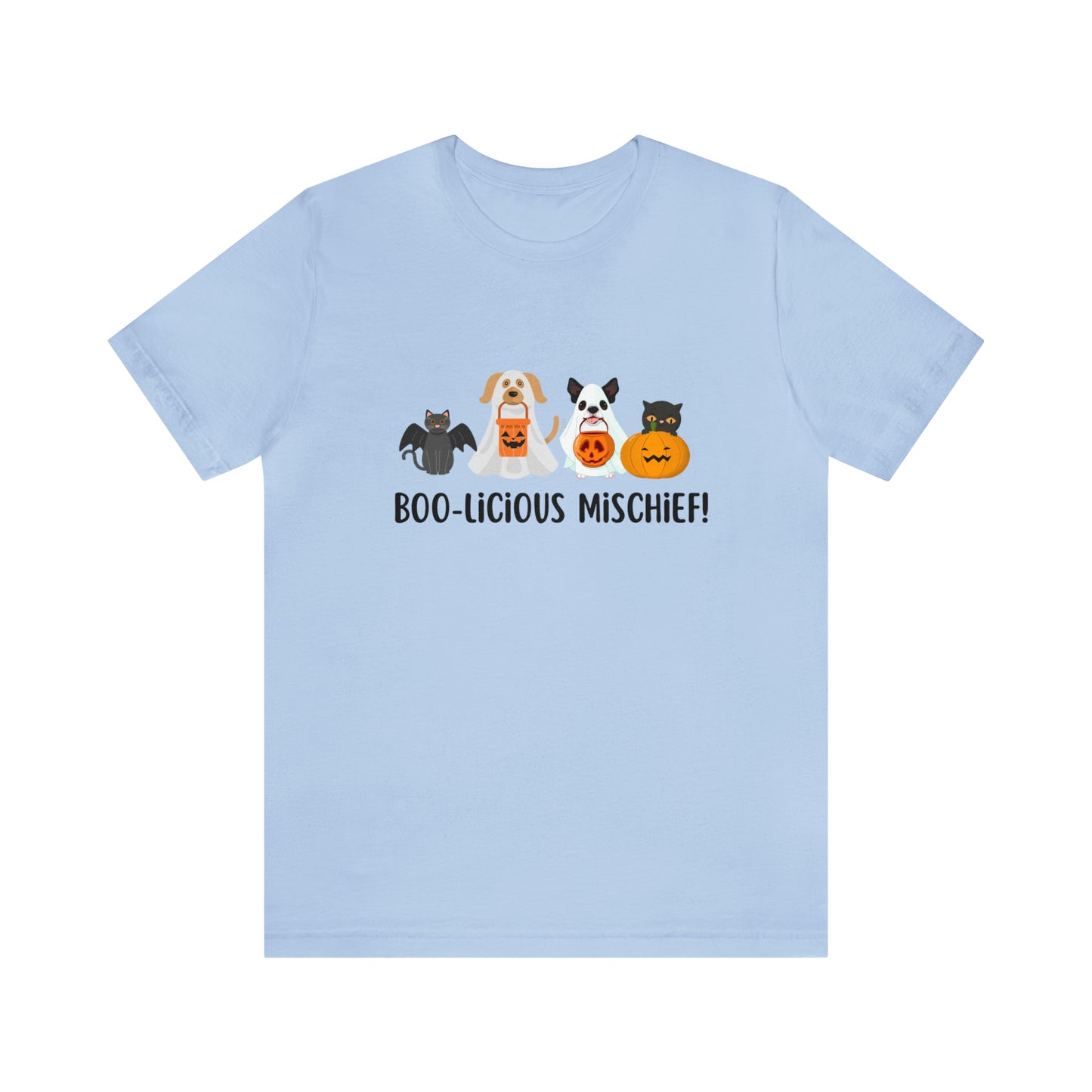 Boo-Licious Mischief Halloween Shirt, Cats & Dogs in Halloween Costumes Shirt, Cute Halloween T-Shirt, Halloween Dog T-Shirt, Boo Cat Shirt