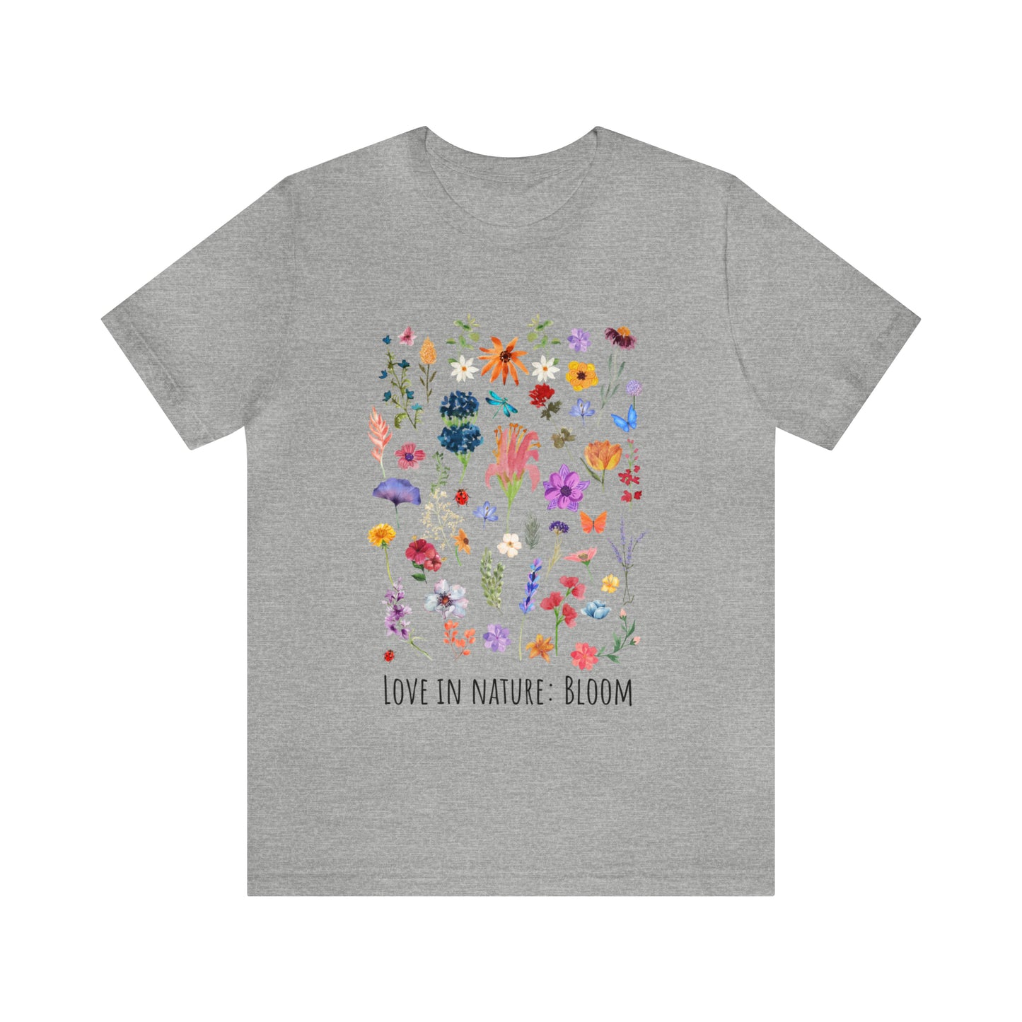 Wildflowers T-shirt, Love in Nature Bloom Tshirt, Retro Design Floral Shirt, Unisex Tee, Hippie Hippies Shirt, Color Options Available