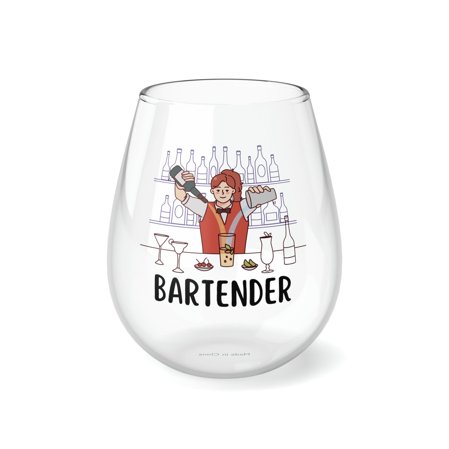 Bartender Wine Glass, Gift For Bartender, Bartender Thank You Gift, Bartender Stemless Wine Glass Gift, Bartender Birthday Gift, Christmas