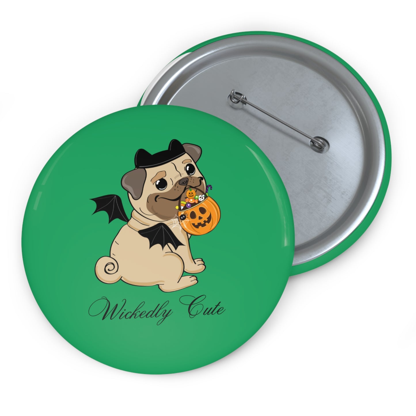 Cute Halloween Pug Pin, Pug in Bat Costume Pin, Halloween Pin, Pug Pinback Button, Pug Accessories, Pug Mom Gifts, Pug Bat Pin Badge Gift