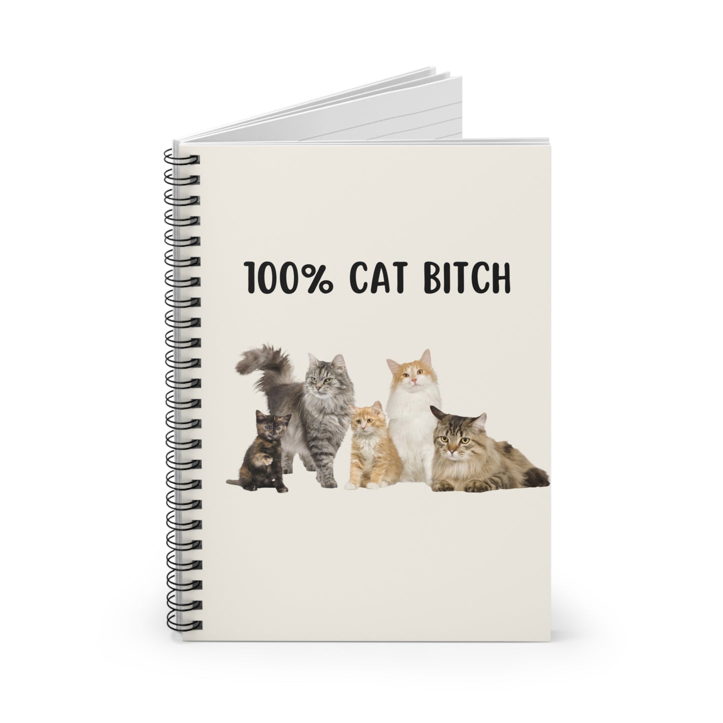 100% Cat B*tch Notebook, Funny Cat Notebook, Coworker Office Gifts, Cats Journal, Kawaii Cat Stationery