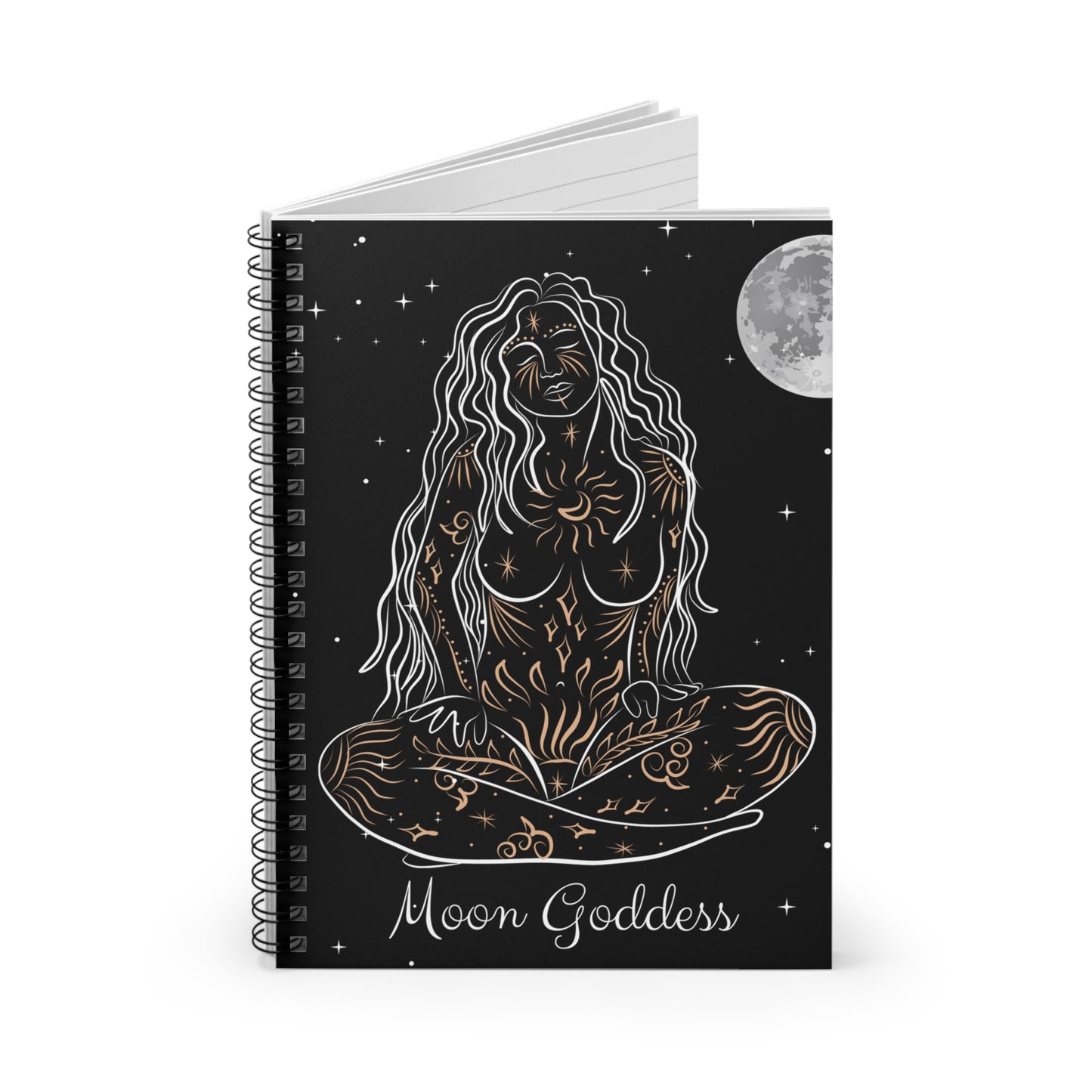 Moon Goddess Notebook, Witchy Woman Notebook, Moon Goddess Journal, Moon Goddess Planner, Spiritual Gift For Her Meditation Yoga