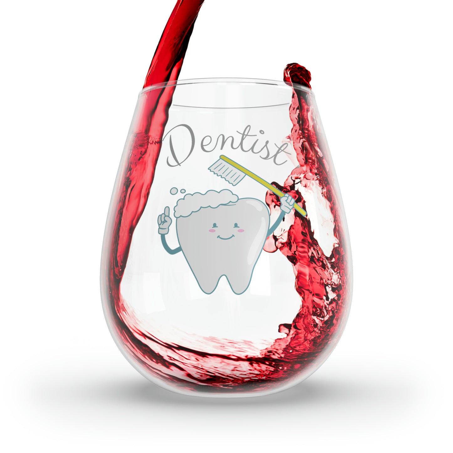 Dentist Wine Glass, Tooth & Toothbrush Dentist Stemless Wine Glass, Gift For Dentist, Dentist Gifts, Dentist Glass, Thank You Dentist Gift