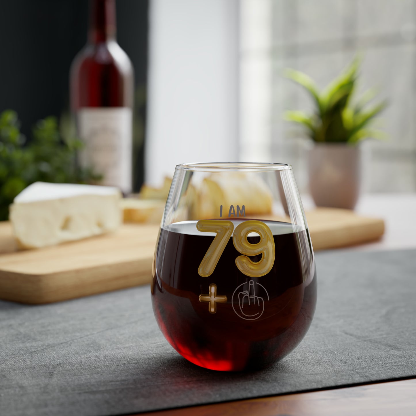 Birthday Wine Glass 80th, I'm 79 + Middle Finger 80th Stemless Wine Glass, Funny Gift For 80th Birthday Girl, Funny Wine Glass Birthday Gift