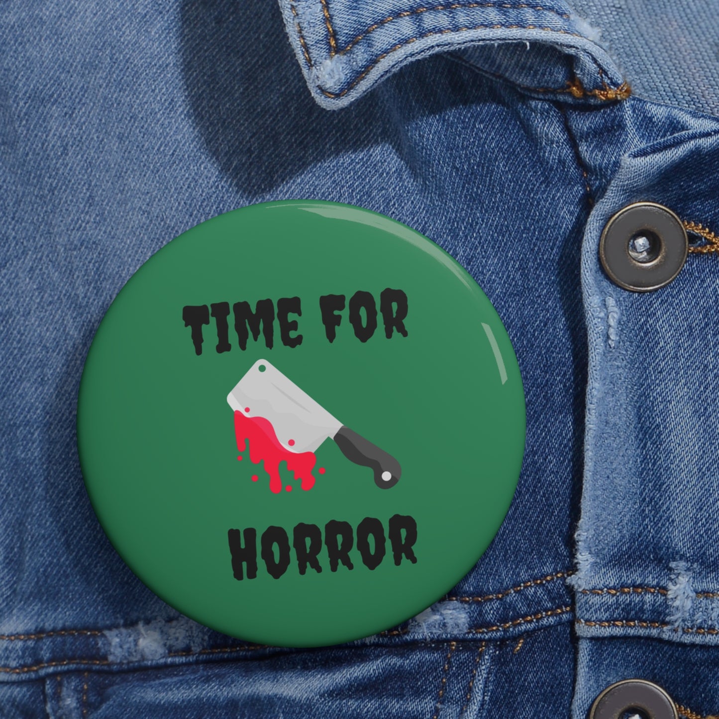 Time For Horror Pin, Horror Pinback Button Brooch, Funny Watching Horror Movies Pin, Goth Pin, Gothic Pin, Halloween Pin, Scary Movies Pin