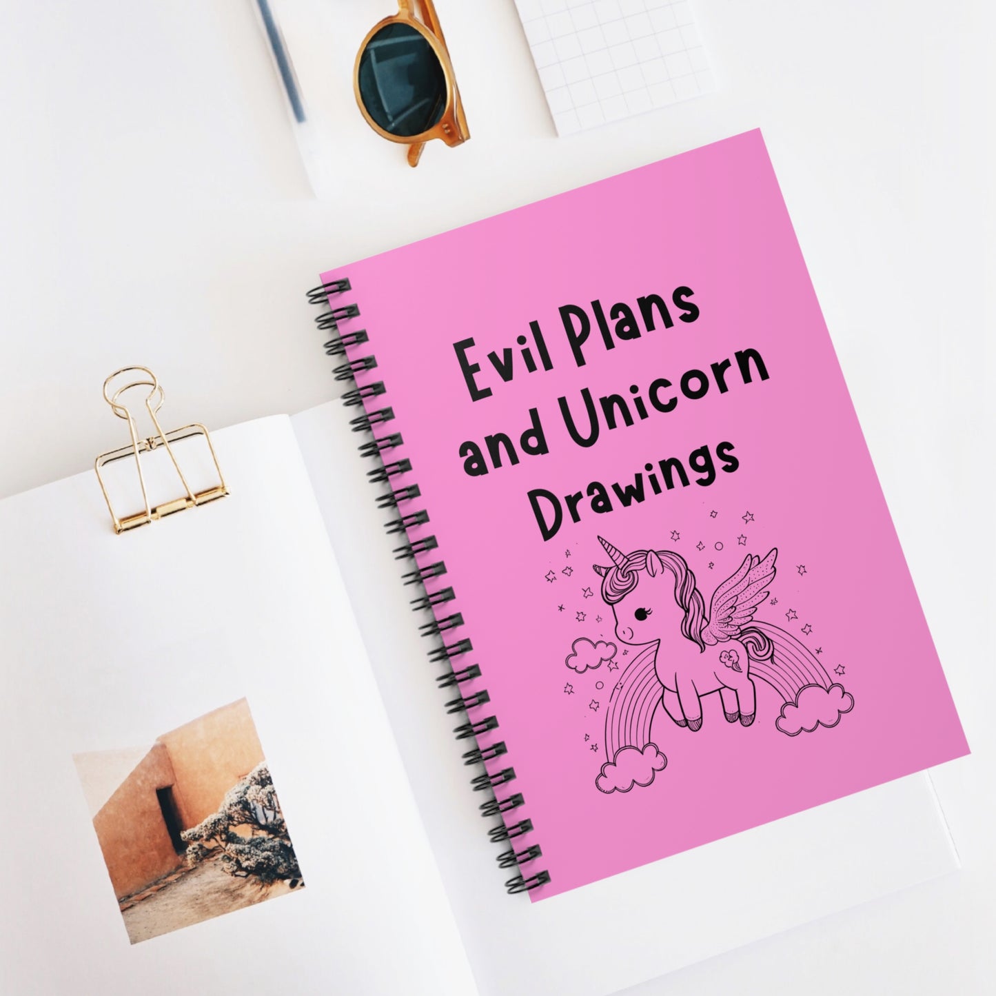 Evil Plans and Unicorn Drawings Notebook Journal, Funny Notebook, Funny Coworker Gift, Employee Gifts, Office Gift, Cute Unicorn Stationery