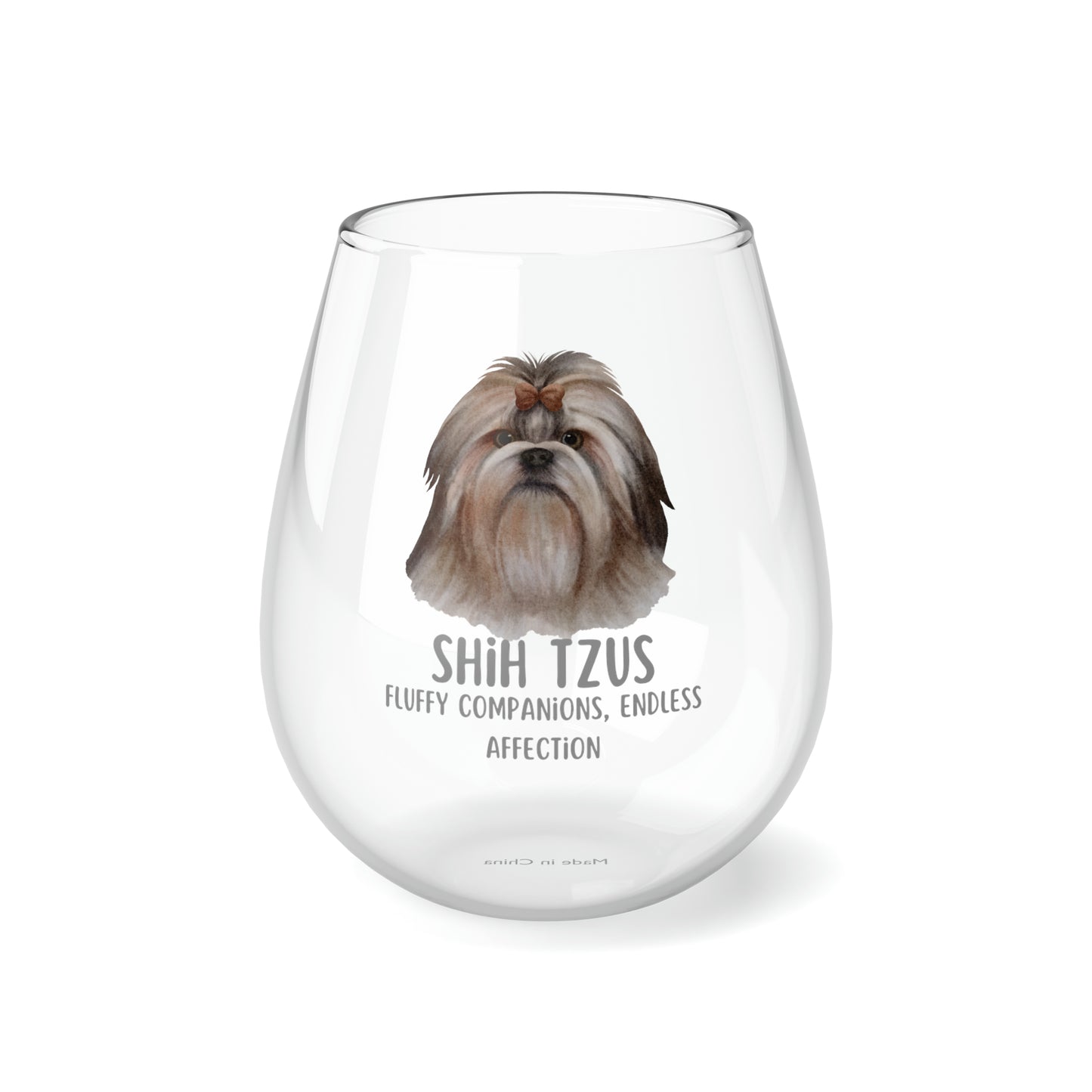 Shih Tzu Wine Glass, Shih Tzu Gifts, Shih Tzu Dog Wine Glass 11.75oz, Cute Shih Tzu Stemless Wine Glass, Gift for Shih Tzu Teacup Dog Owner