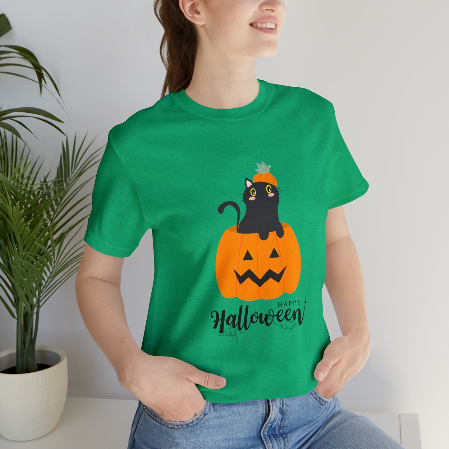 Black Cat in Pumpkin T-Shirt, Black Cat Shirt, Halloween Cat Shirt, Halloween Shirt, Pumpkin & Cat Shirt, Black Cat Spooky Season T-Shirt