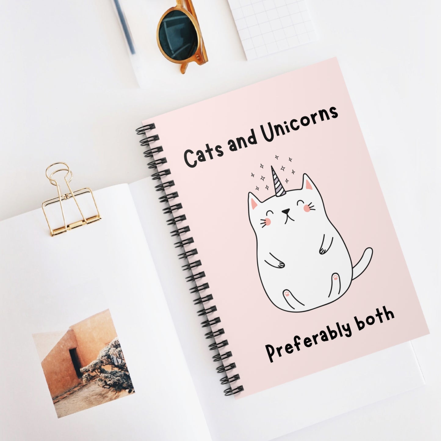 Cats and Unicorns Preferably Both Notebook Journal, Cat Notebook, Cat as a Unicorn Journal, Kawaii Notebook, Pastel Notebook, Gift For Her