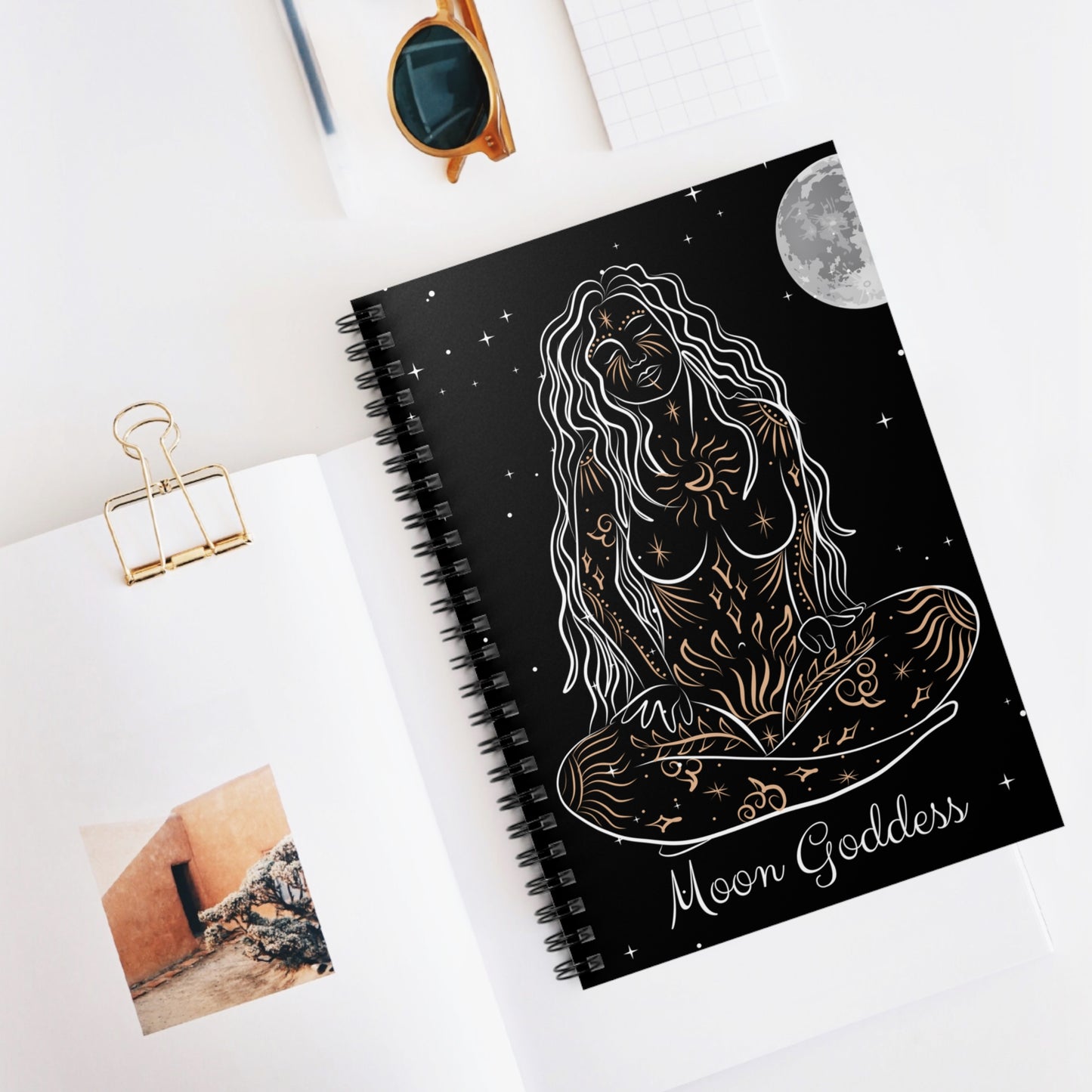 Moon Goddess Notebook, Witchy Woman Notebook, Moon Goddess Journal, Moon Goddess Planner, Spiritual Gift For Her Meditation Yoga