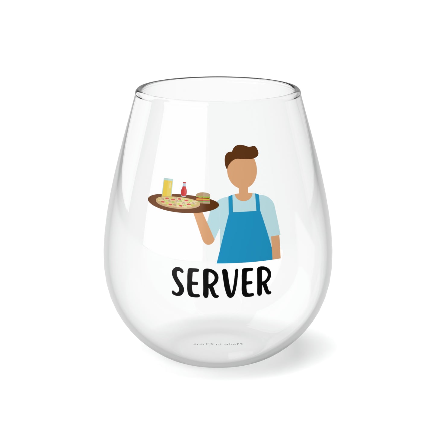 Server Wine Glass, Male Server Gifts, Waiter Wine Glass, Thank You Gift, Waiter Stemless Wine Glass Gift, Server Christmas Gift Birthday