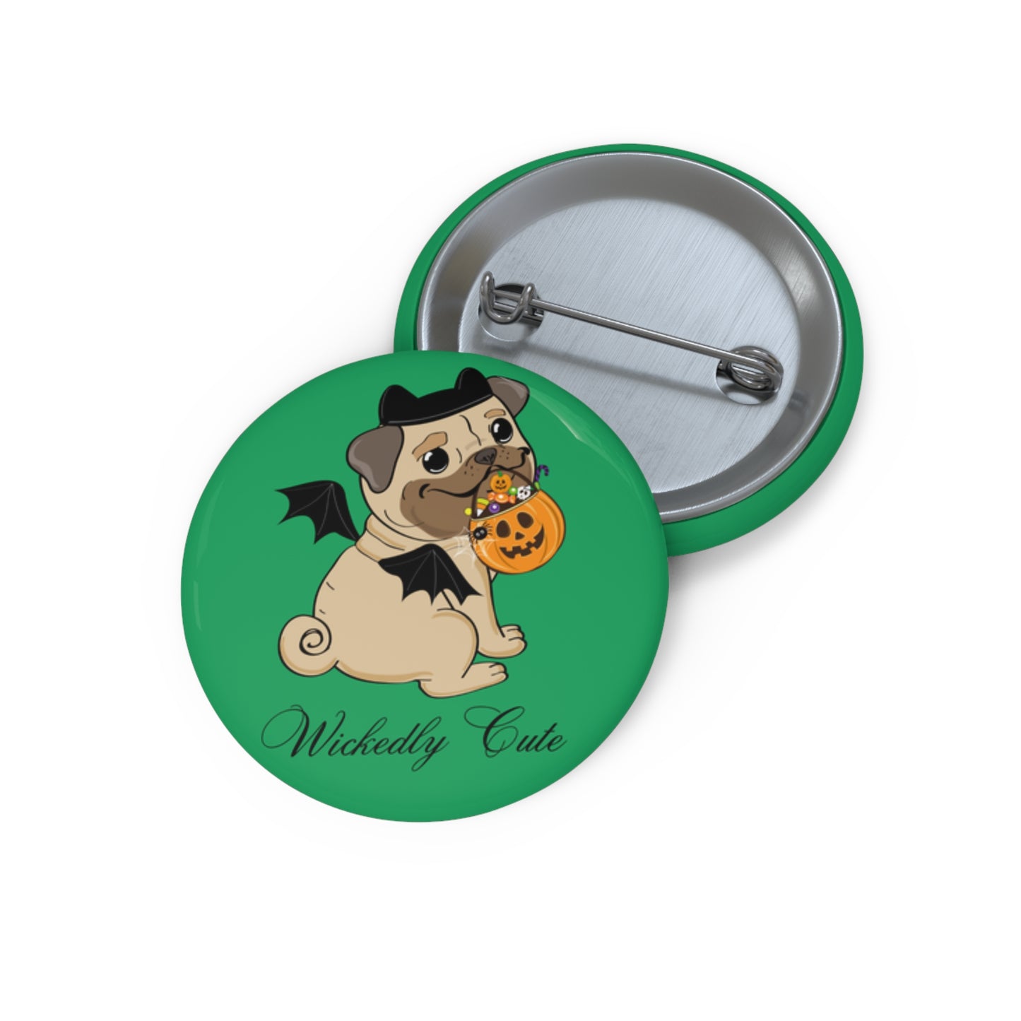 Cute Halloween Pug Pin, Pug in Bat Costume Pin, Halloween Pin, Pug Pinback Button, Pug Accessories, Pug Mom Gifts, Pug Bat Pin Badge Gift