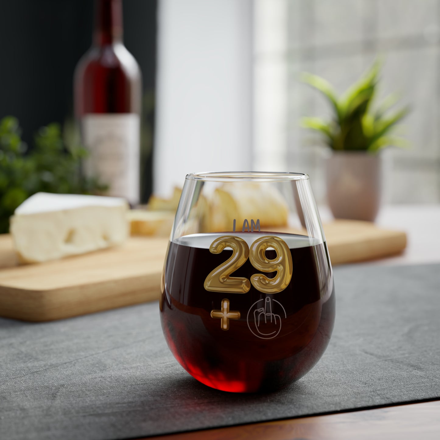 30th Birthday Wine Glass, I'm 29 + Middle Finger 30th Stemless Wine Glass, 30th Birthday Party Glass Tumbler Gift