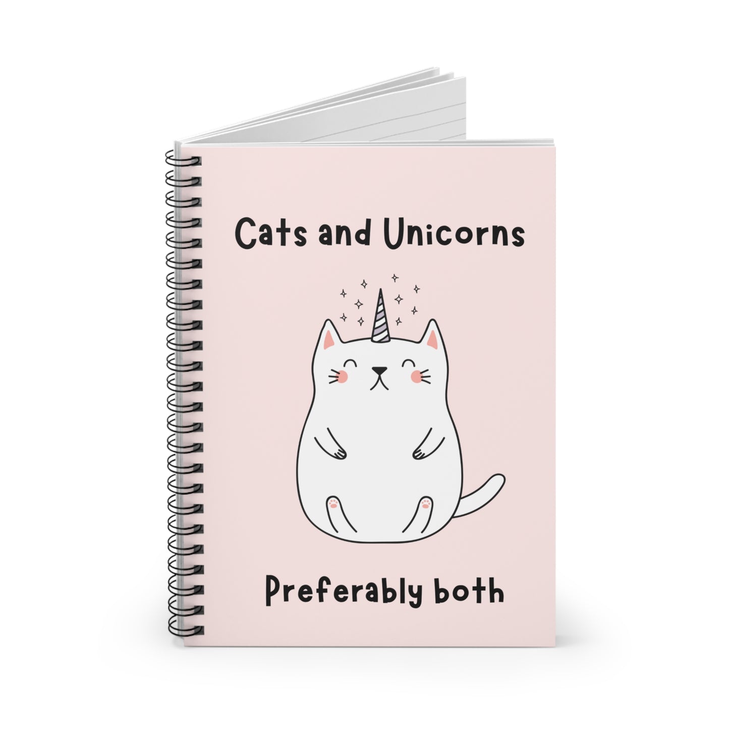 Cats and Unicorns Preferably Both Notebook Journal, Cat Notebook, Cat as a Unicorn Journal, Kawaii Notebook, Pastel Notebook, Gift For Her