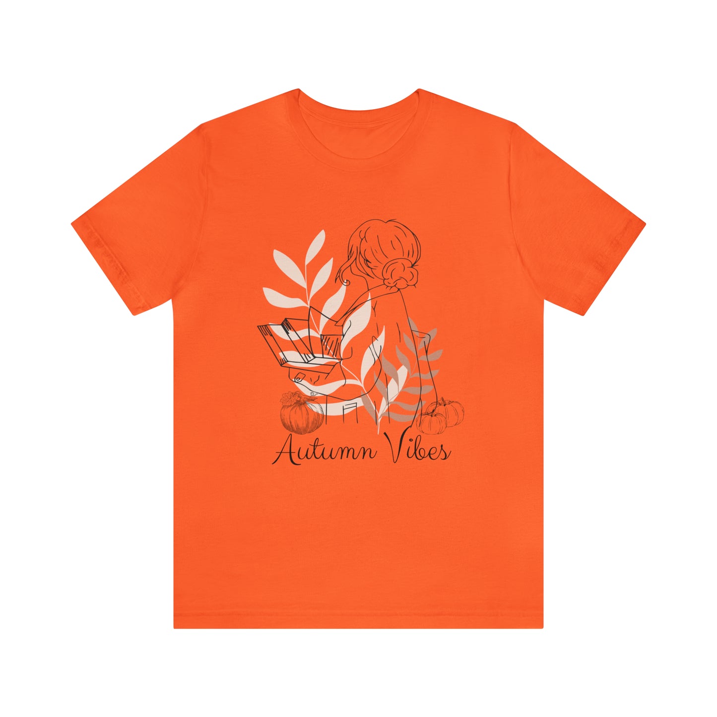 Autumn Vibes T-Shirt, Bookish Shirt, Fall Shirt, Lady with Pumpkin Shirt, Halloween T-Shirt, Autumnal T-Shirt, Autumnal Vibes Shirt