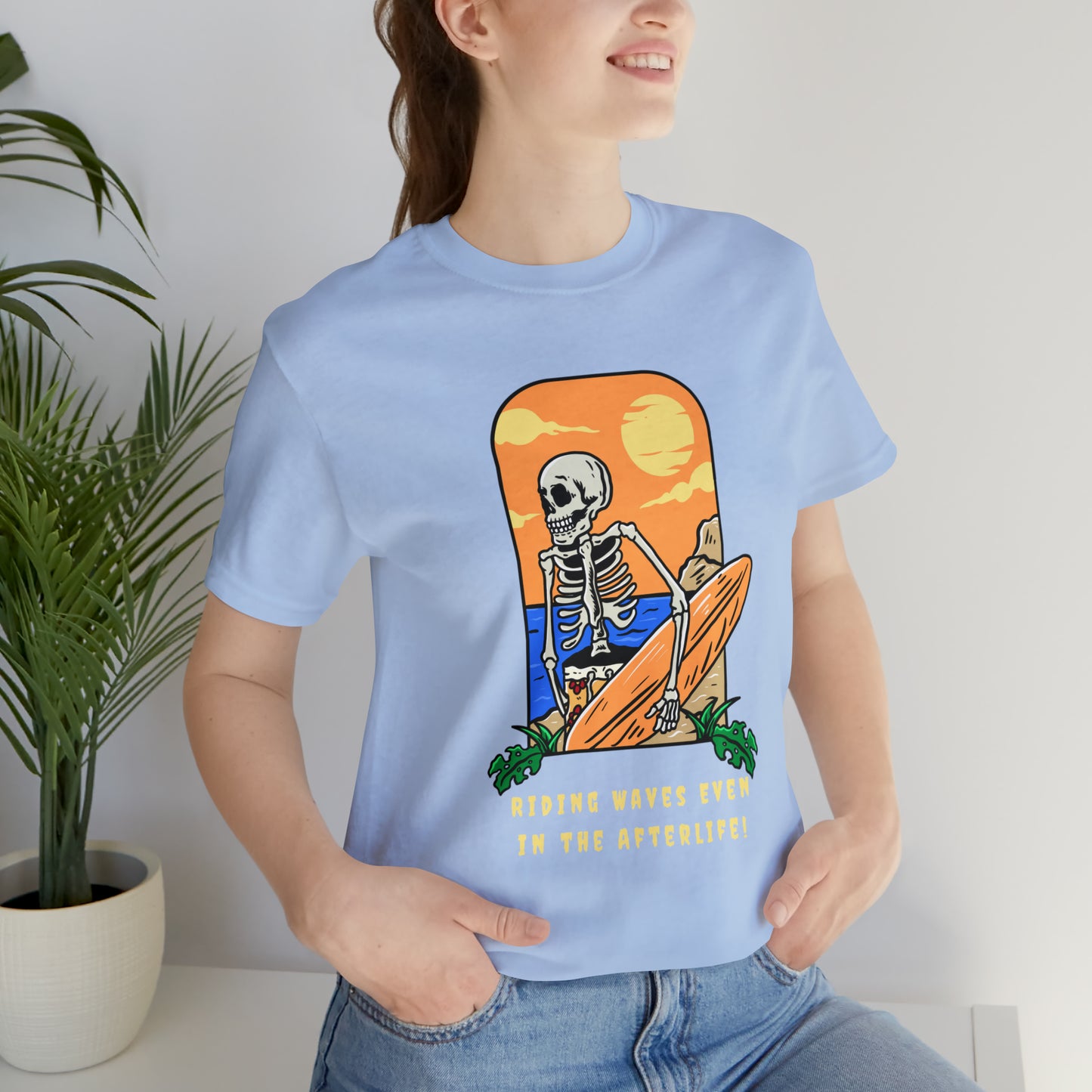 Surfing Skeleton Shirt, Surf Shirt, Surf T-Shirt, Summer Vibes Tee, Skeleton Shirt, Summer Surf Shirt, Summer Surf Skeleton T-Shirt Gift