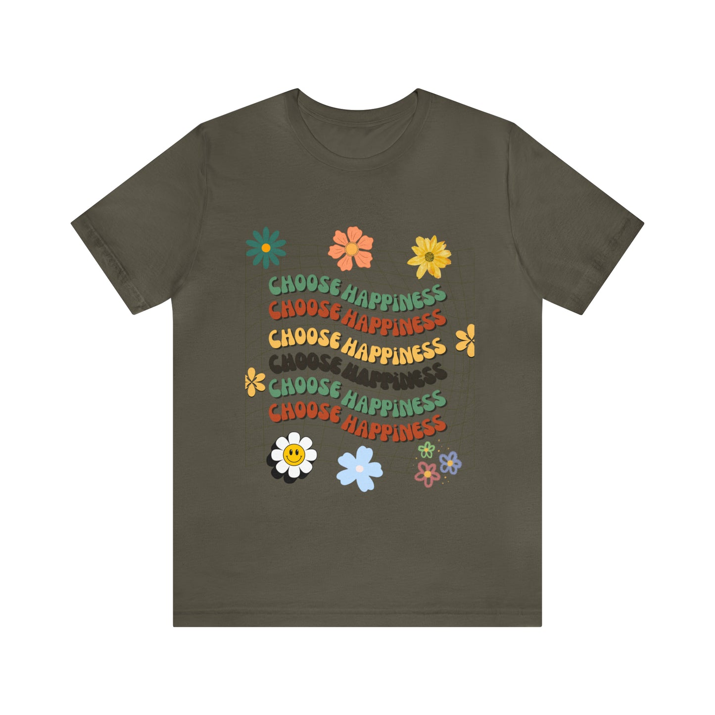 Flower Power T-shirt, Choose Happiness Shirt, Floral Shirt, Happy Shirt, Flowers Shirt, Boho Tshirt, Hippie Shirt Unisex, Color Options