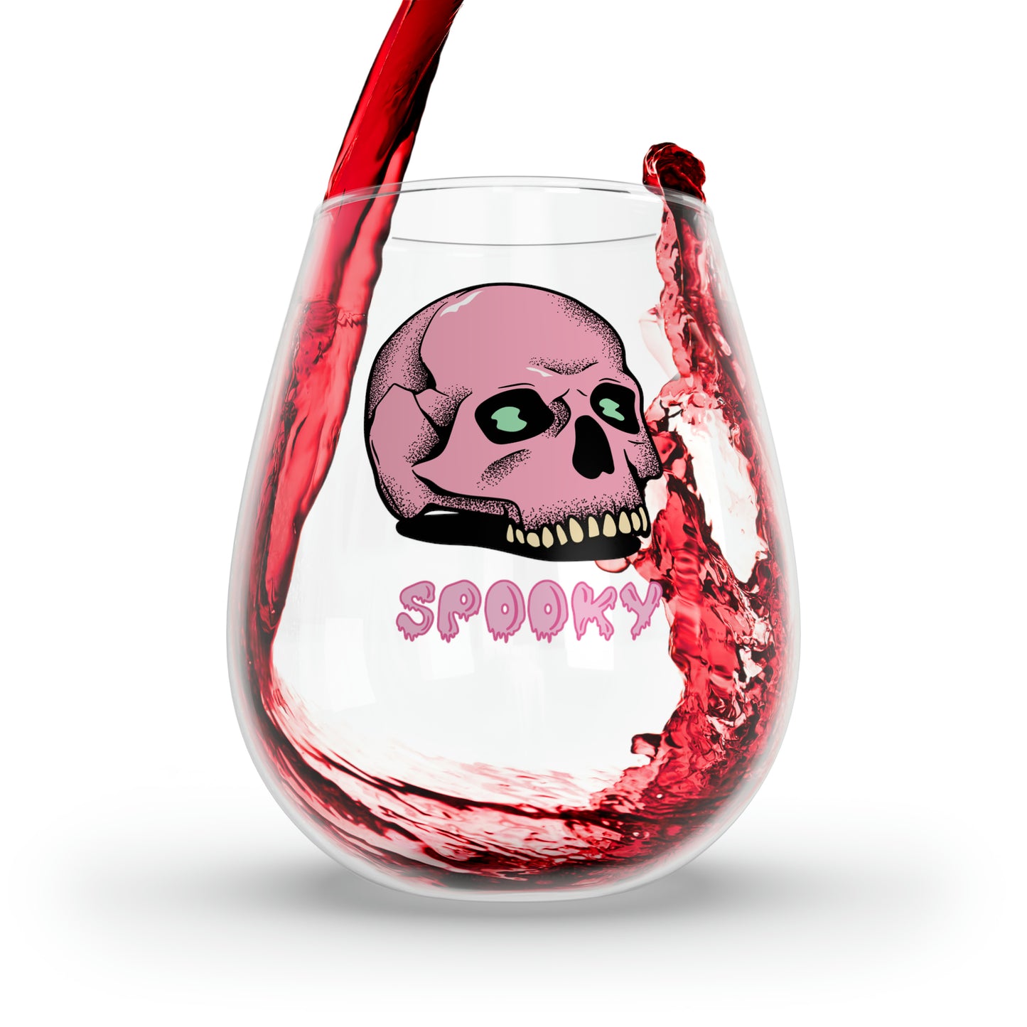 Pink Skull Wine Glass, Spooky Wine Glass, Halloween Wine Glass, Skeleton Skull Stemless Wine Glass, Halloween Gifts, Gothic Girl Goth Gifts