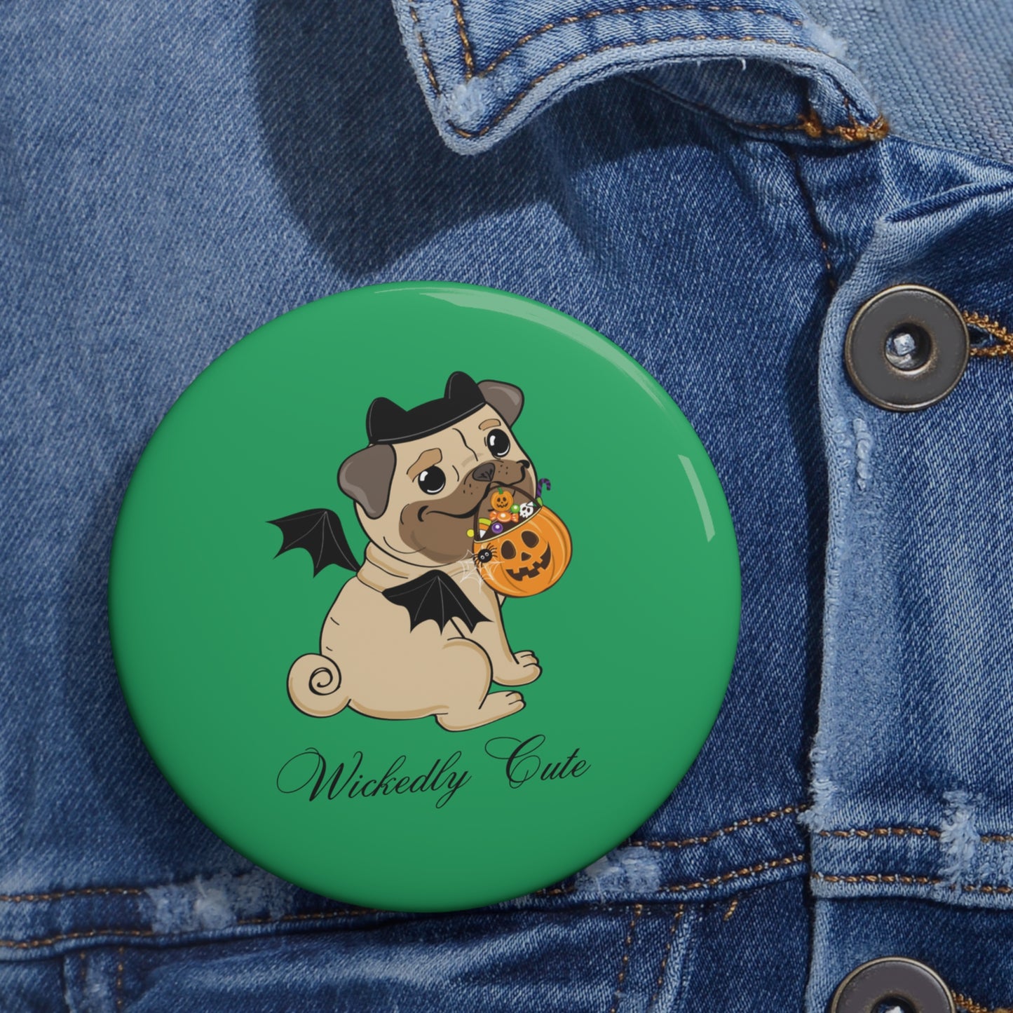 Cute Halloween Pug Pin, Pug in Bat Costume Pin, Halloween Pin, Pug Pinback Button, Pug Accessories, Pug Mom Gifts, Pug Bat Pin Badge Gift