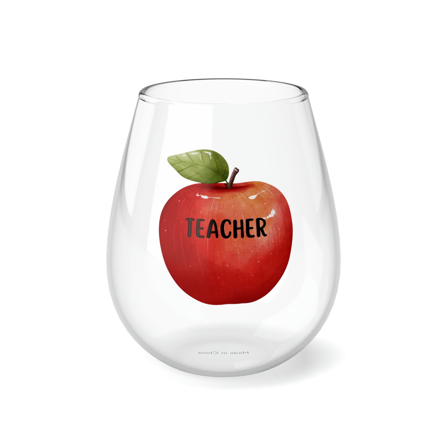 Teacher Wine Glass, Red Apple Wine Glass, Teacher Gifts, Gift For Teacher, Apple For Teacher, Teacher Stemless Wine Glass, Bar Glass Gift