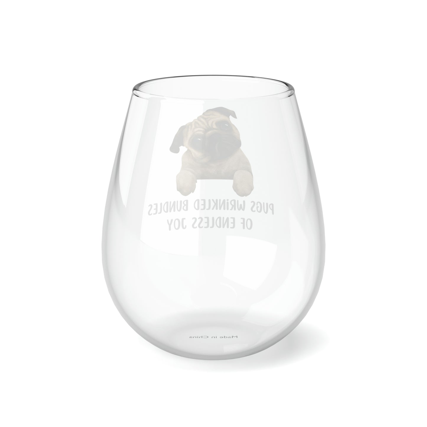 Pug Wine Glass, Pug Gifts, Dog Wine Glass 11.75oz, Funny Pug Stemless Wine Glass, Gift For Pug Mom, Glass Gift For Pug Dog Owner