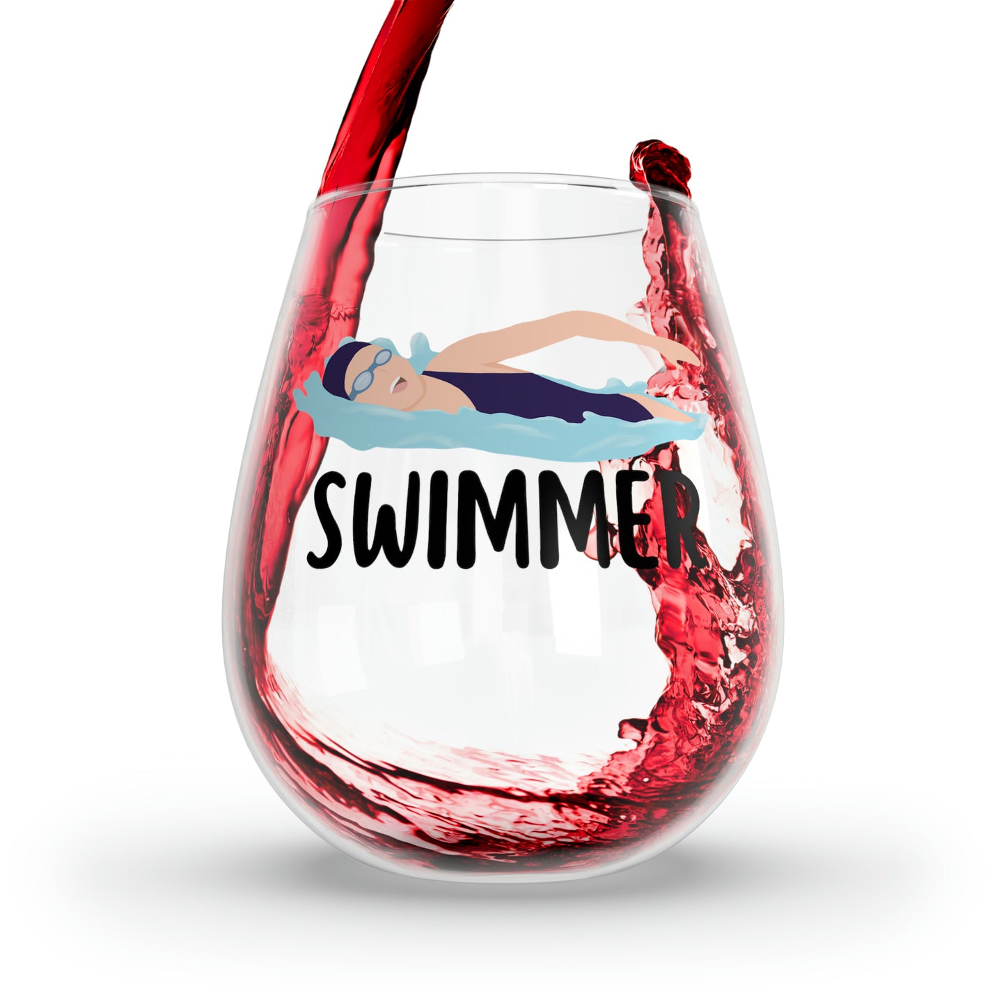 Swimmer Wine Glass, Swimmer Gifts, Swim Coach Wine Glass, Swim Coach Gift, ladies Swimming Team Gifts, Sport Swimming Stemless Wine Glass