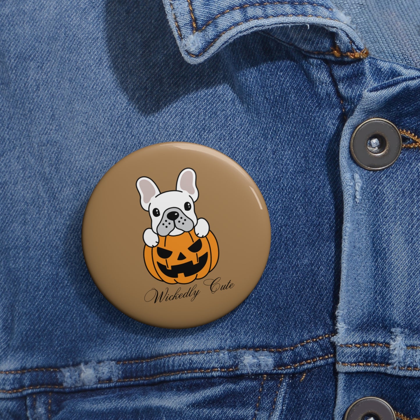 French Bulldog in a Jack O' Lantern Pin, French Bulldog in a Pumpkin Pinback Button, Halloween Dog Pin, French Bulldog Gifts, Spooky Season