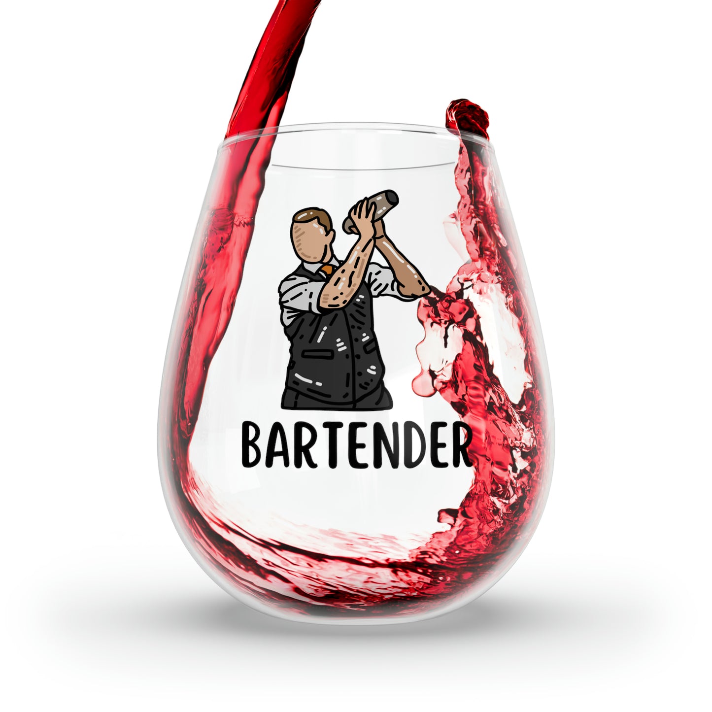 Bartender Wine Glass, Gift For Male Bartender, Bartender Thank You Gift, Bartender Stemless Wine Glass Gift, Bartender Christmas Gift