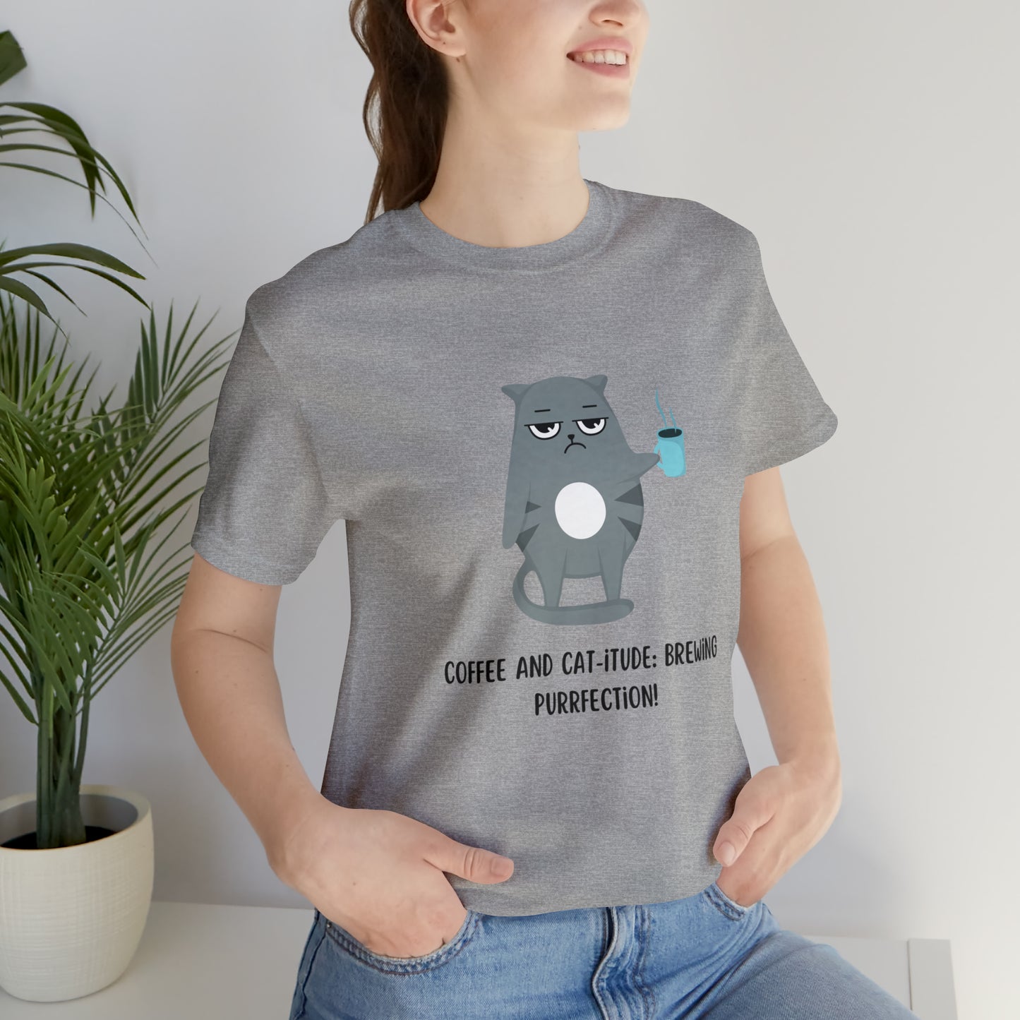 Coffee Cat T-Shirt, Coffee & Cat-itude Shirt, Cat T-Shirt, Coffee T-Shirt, Funny Cat Shirt, Cute Cat Coffee Shirt, Cat Mom Gift, Cat Lady