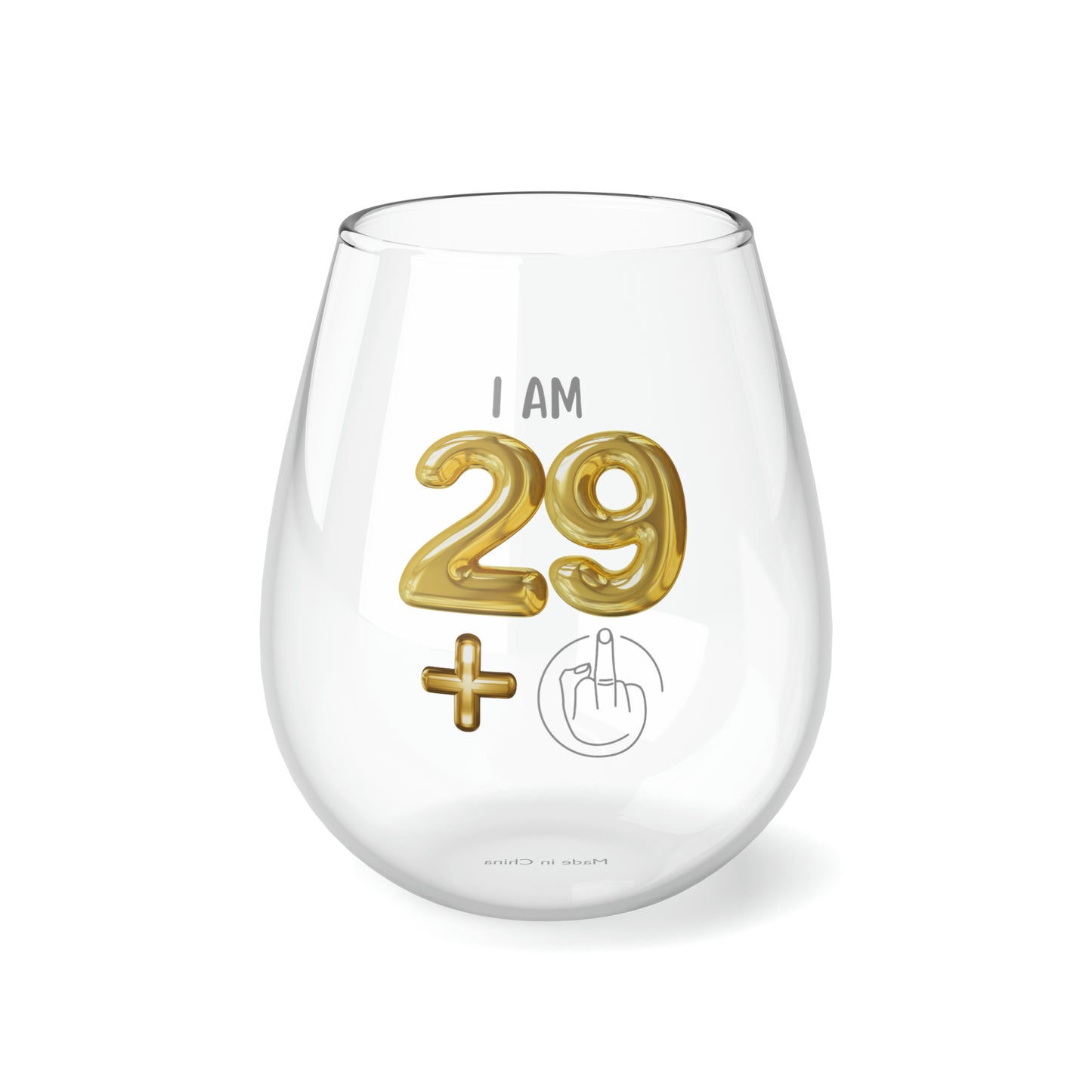 30th Birthday Wine Glass, I'm 29 + Middle Finger 30th Stemless Wine Glass, 30th Birthday Party Glass Tumbler Gift