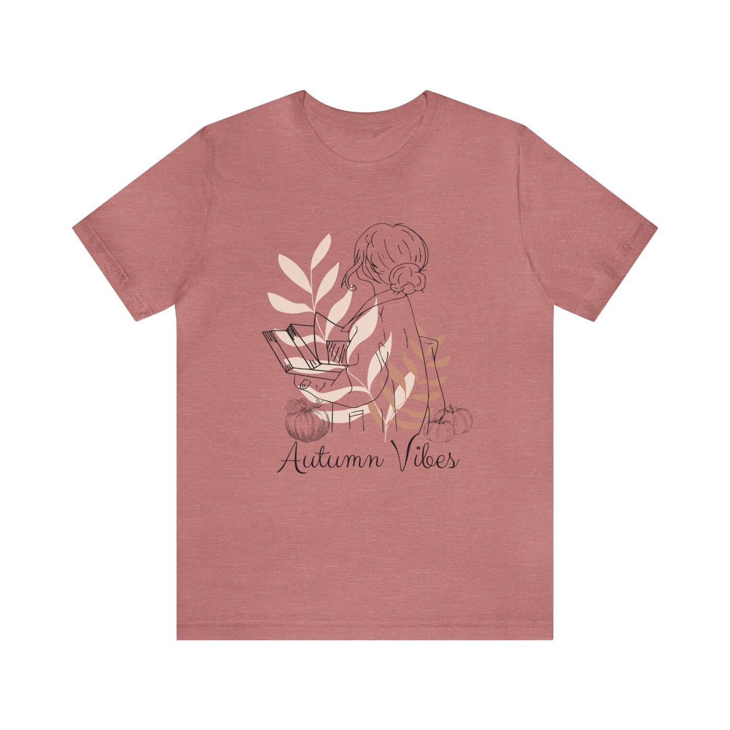 Autumn Vibes T-Shirt, Bookish Shirt, Fall Shirt, Lady with Pumpkin Shirt, Halloween T-Shirt, Autumnal T-Shirt, Autumnal Vibes Shirt